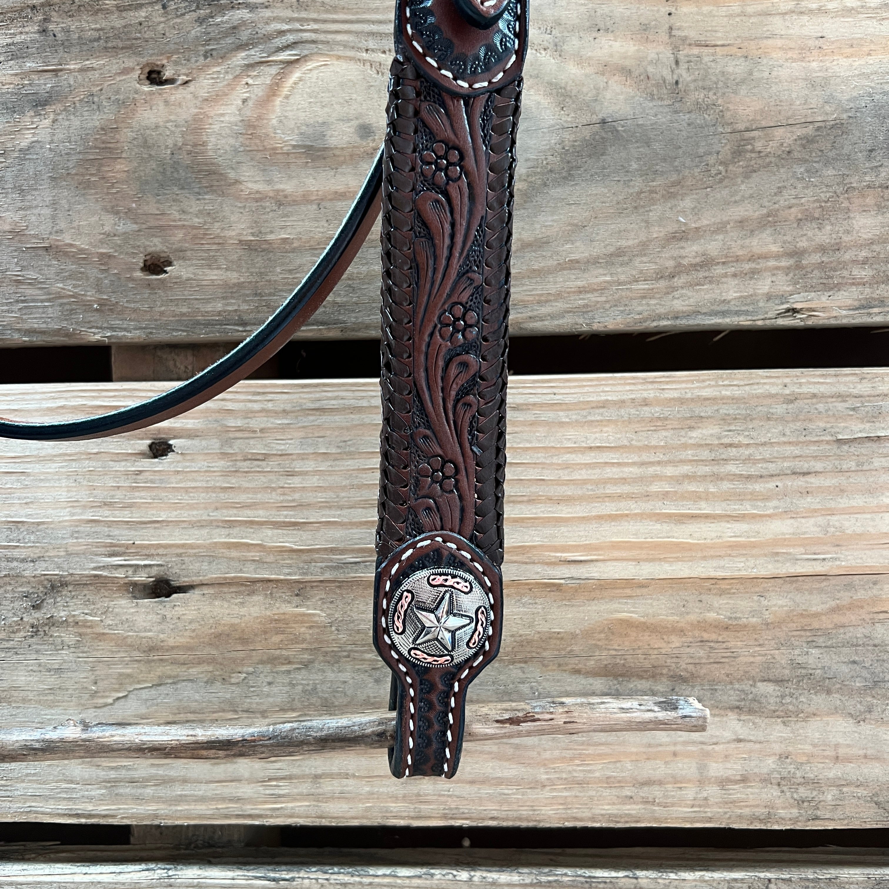 Dark Oil Braid Texas Star Browband Tack Set  #BBBC627