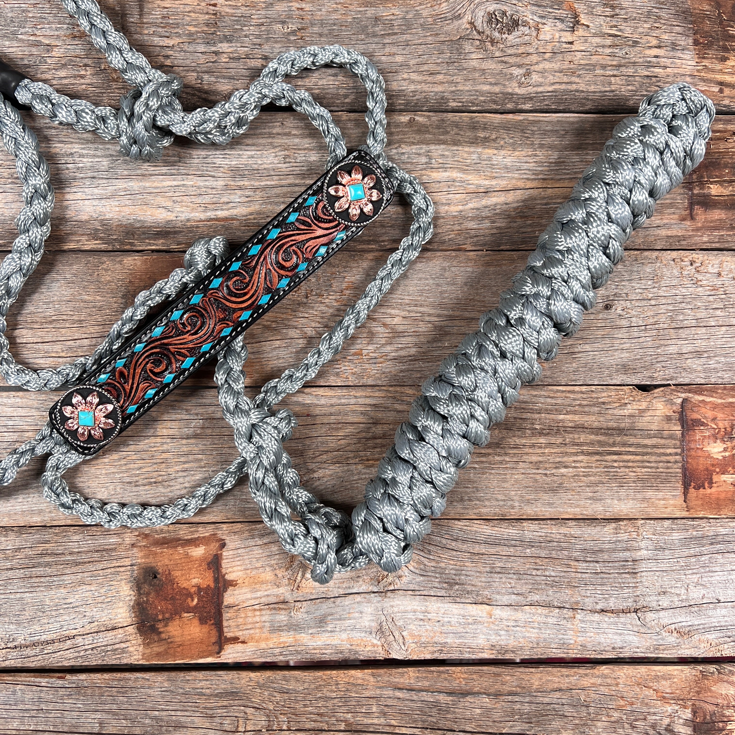 Grey Mule Tape Halter - Turquoise Sunflower #MT206