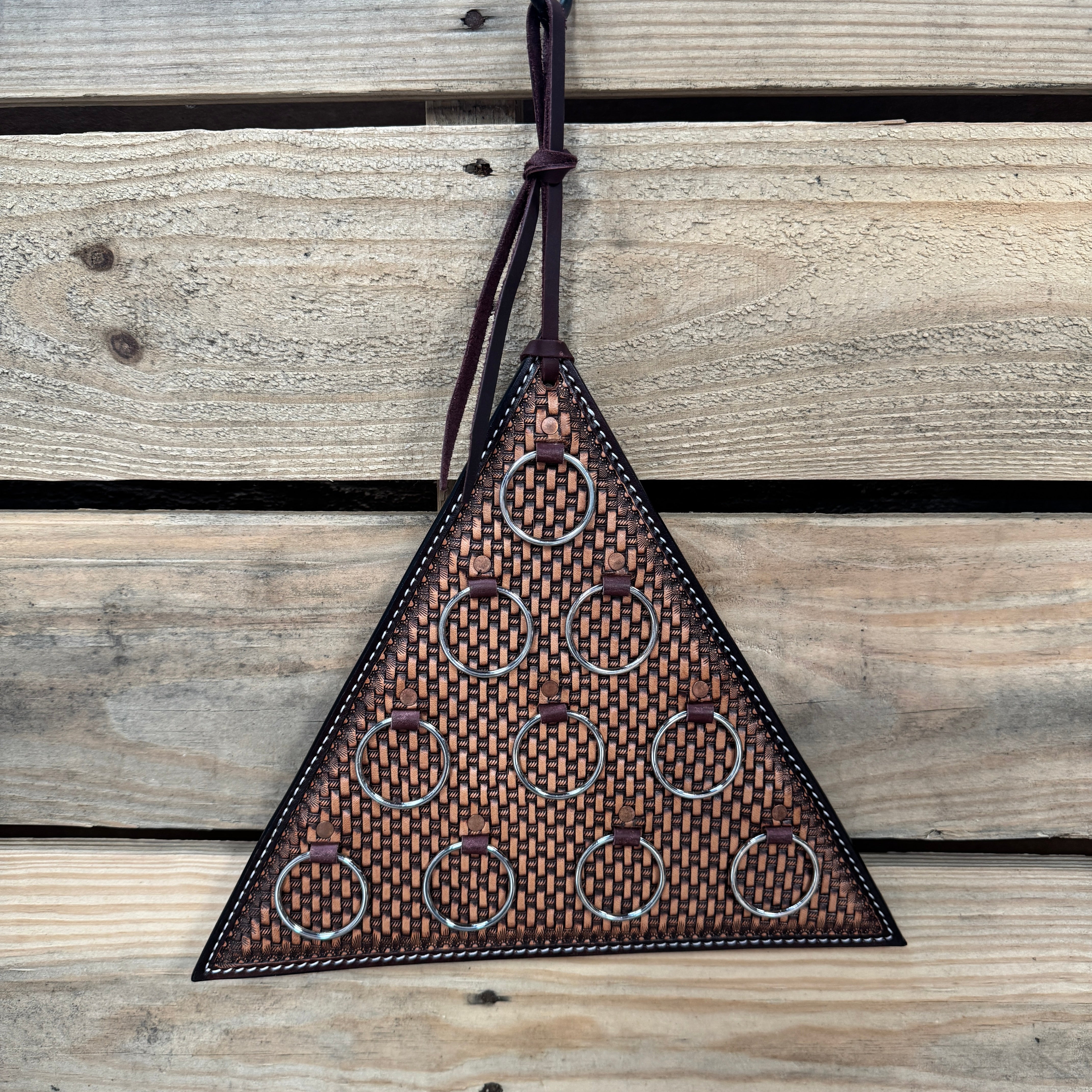Basketweave Triangle Leather Wild Rag Hanger #WRHBW