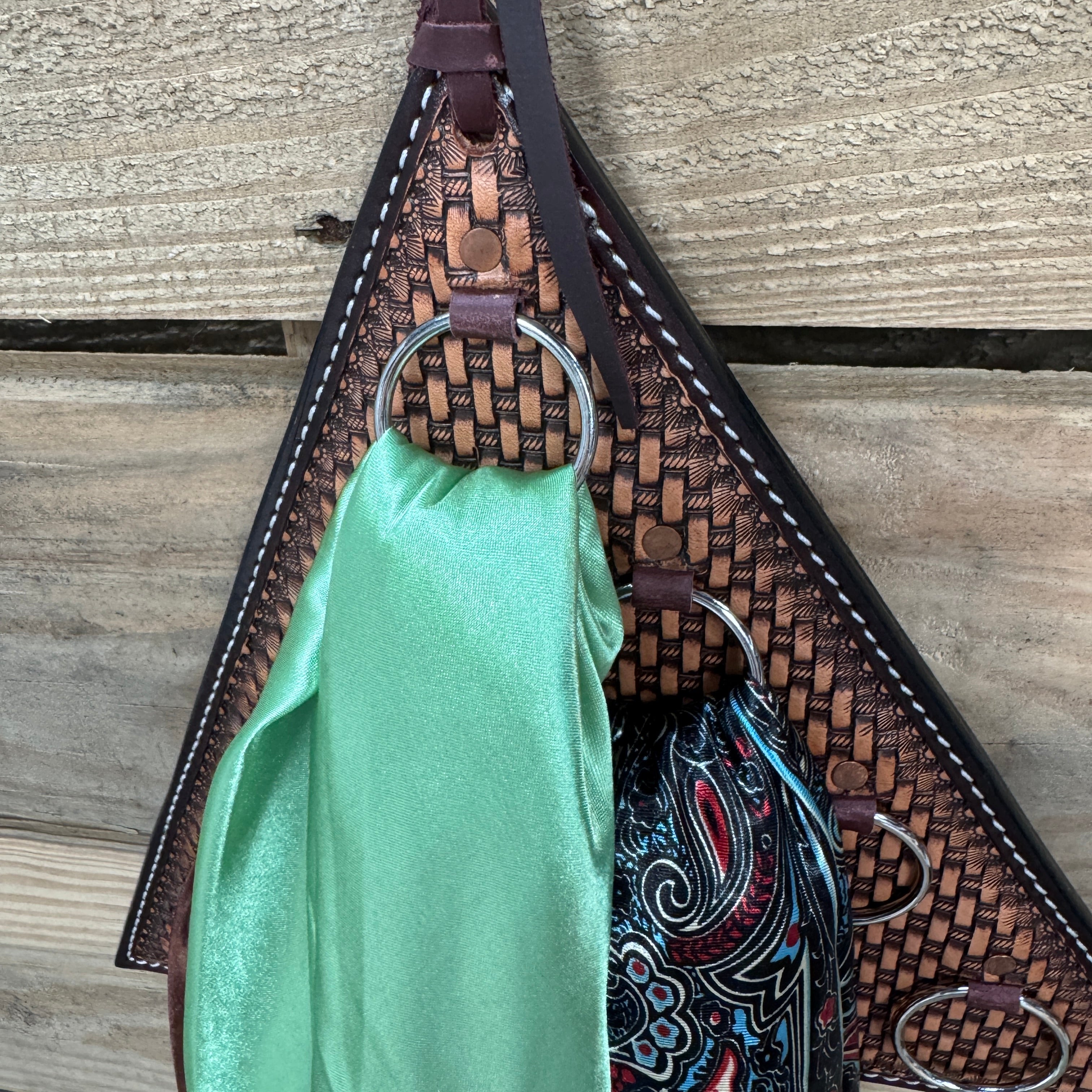 Basketweave Triangle Leather Wild Rag Hanger #WRHBW