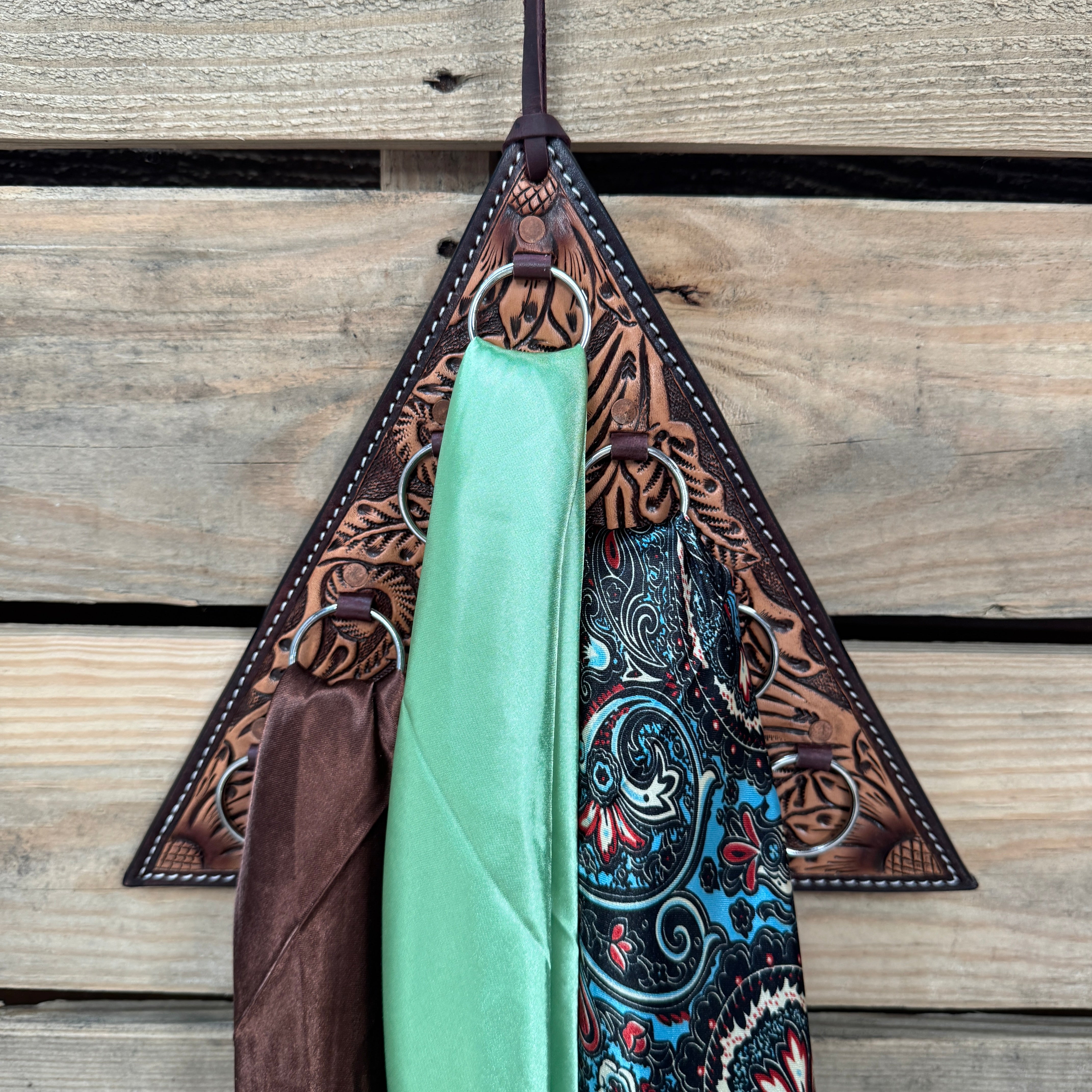 Floral Triangle Leather Wild Rag Hanger #WRHFL