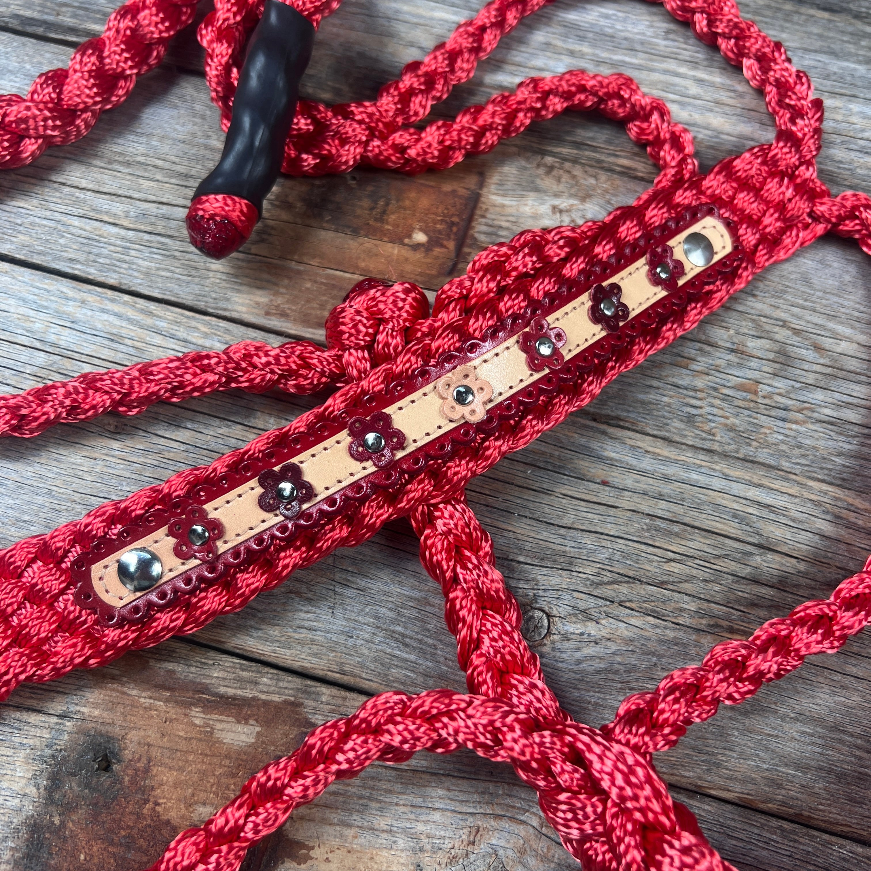 Red Mule Tape Halter - Multicolored Flowers #MT238