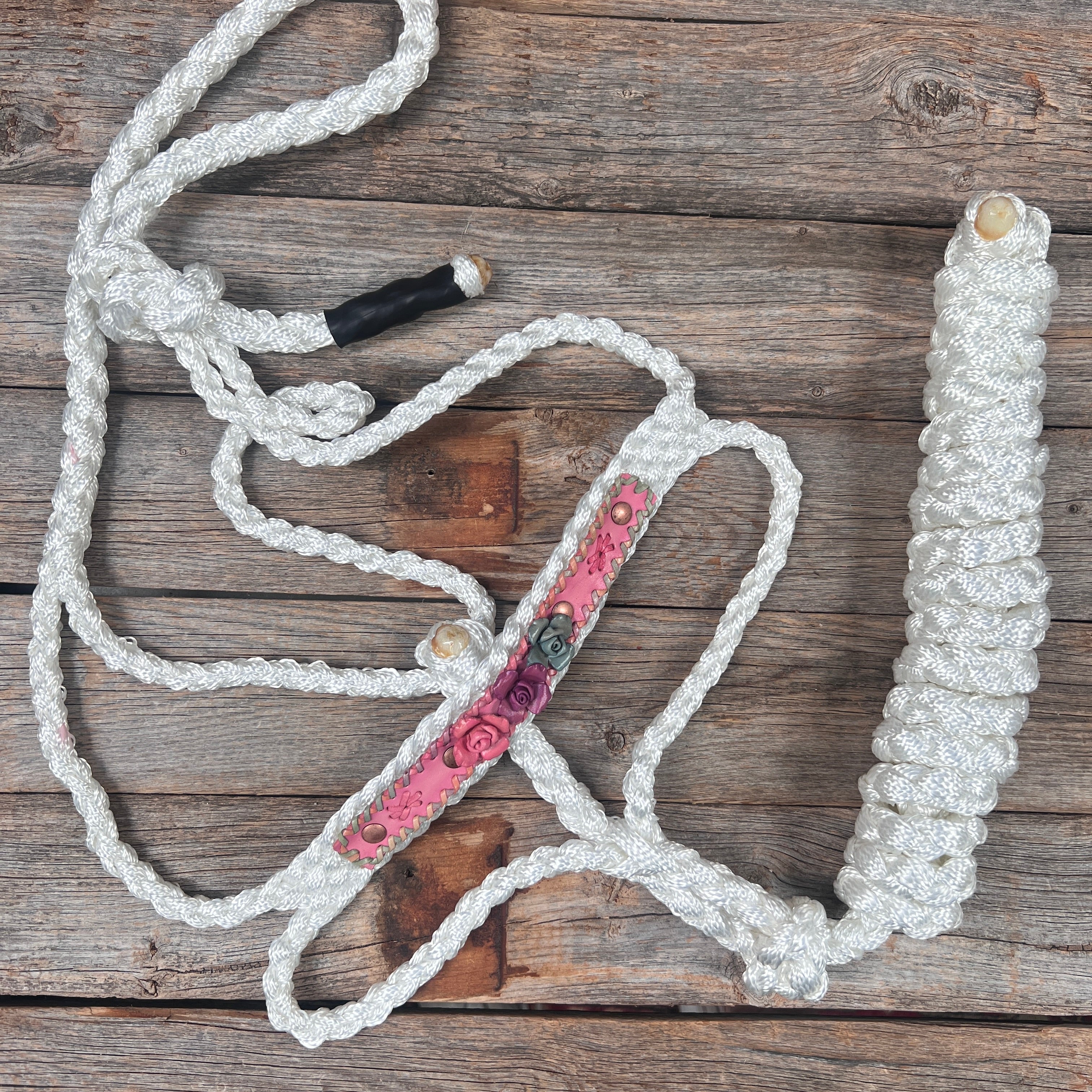 White Mule Tape Halter - Pastel Roses #MT240