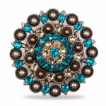 Copper Teal - Champagne Crystal Conchos | Sizes 1"- 3" | Buckles | Saddle Set | Leather Rosettes | Slide