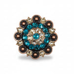 Copper Teal - Champagne Crystal Conchos | Sizes 1"- 3" | Buckles | Saddle Set | Leather Rosettes | Slide