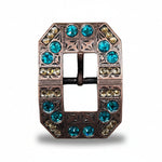 Copper Teal - Champagne Crystal Conchos | Sizes 1"- 3" | Buckles | Saddle Set | Leather Rosettes | Slide