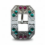 Antique Silver Fuchsia - Clear - Emerald  Crystal Conchos | Sizes 1"- 3" | Buckles | Saddle Set | Leather Rosettes | Slide