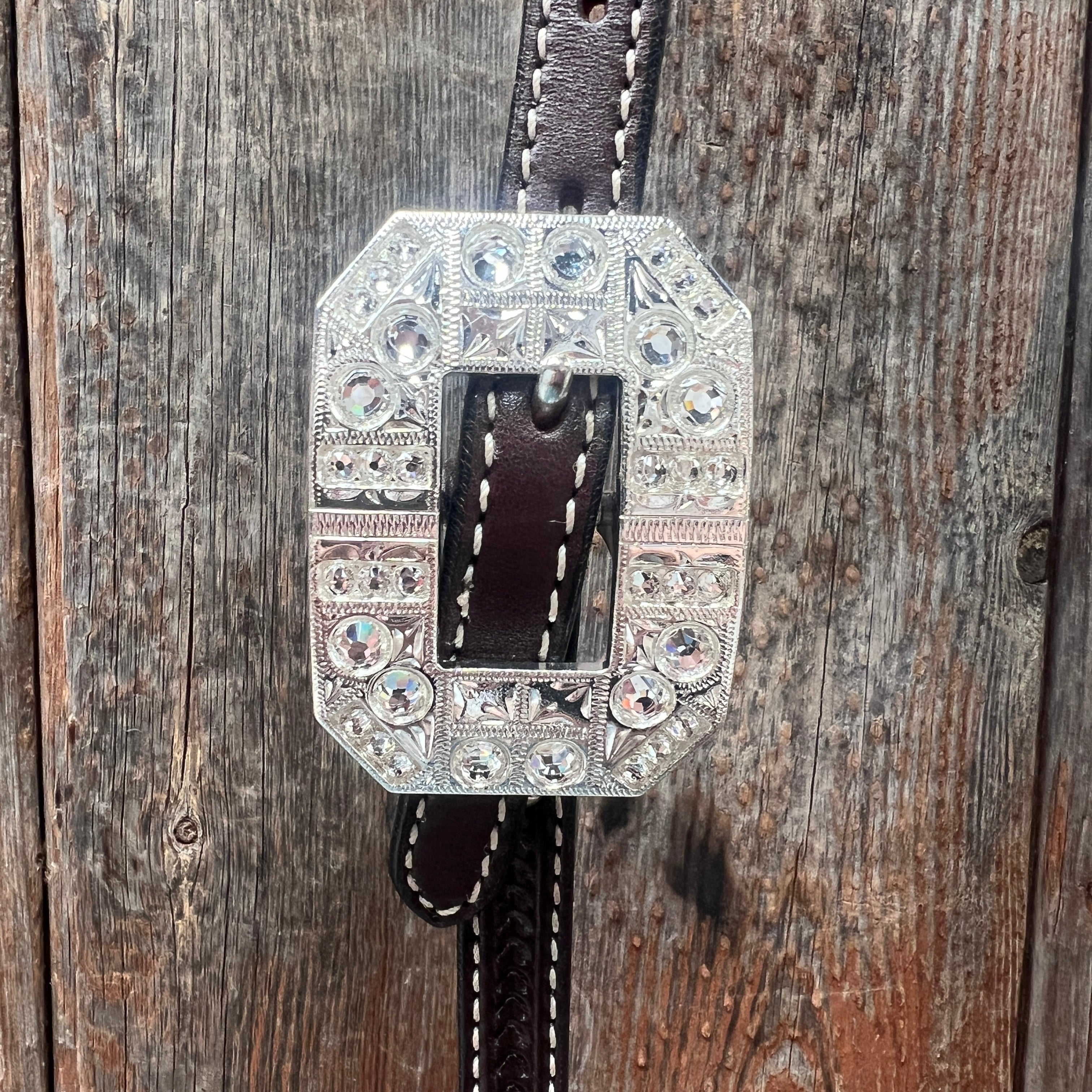 Dark Oil Basketweave Clear Browband/One Ear Tack Set  #BBBC619
