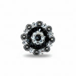 Antique Silver Jet - Clear Crystal Conchos | Sizes 1"- 3" | Buckles | Saddle Set | Leather Rosettes | Slide