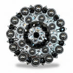Antique Silver Jet - Clear Crystal Conchos | Sizes 1"- 3" | Buckles | Saddle Set | Leather Rosettes | Slide