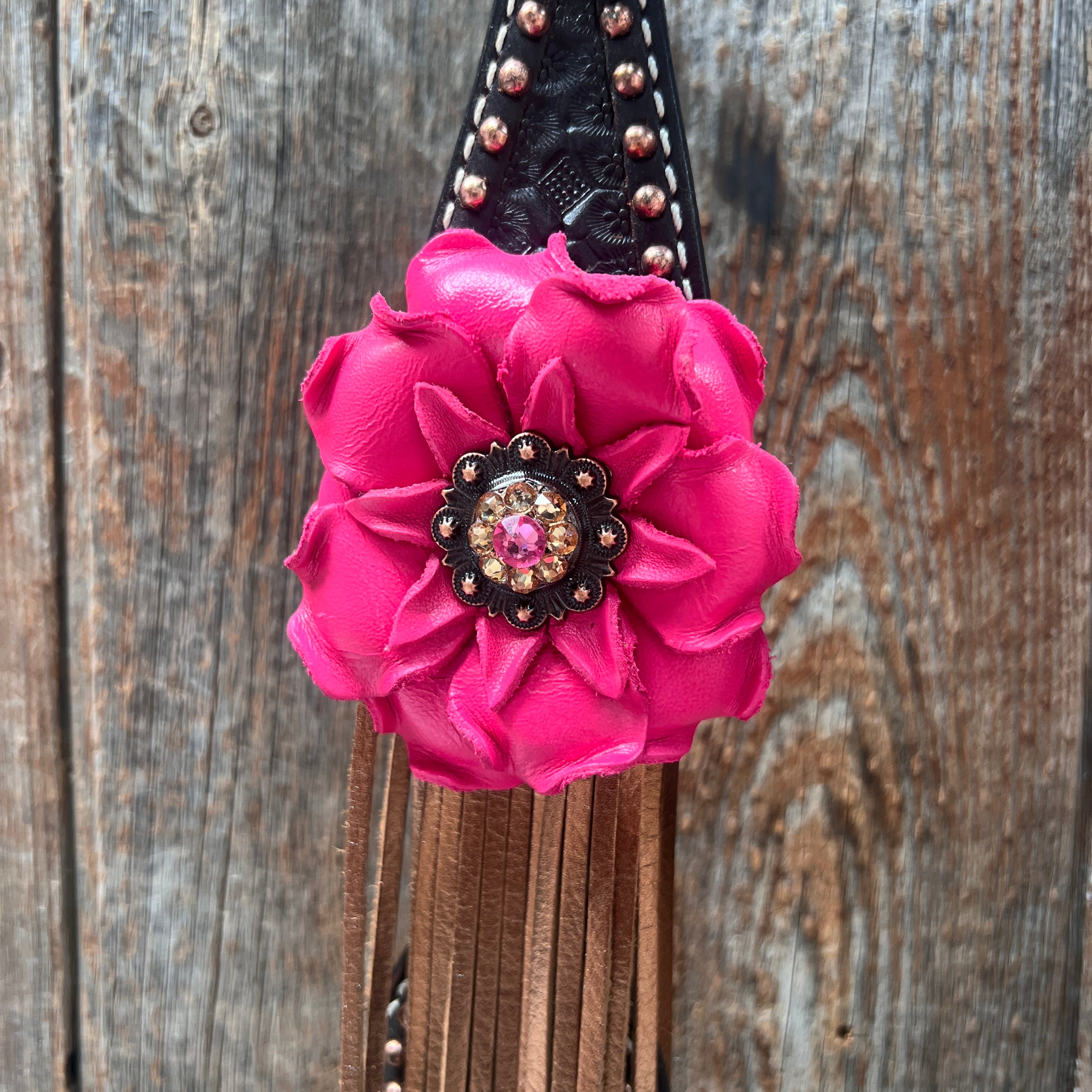 Dark Oil Honeycomb Copper Dot Copper Pink and Champagne Browband / Breastcollar Tack Set #BBBC614