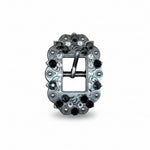 Antique Silver Jet - Clear Crystal Conchos | Sizes 1"- 3" | Buckles | Saddle Set | Leather Rosettes | Slide