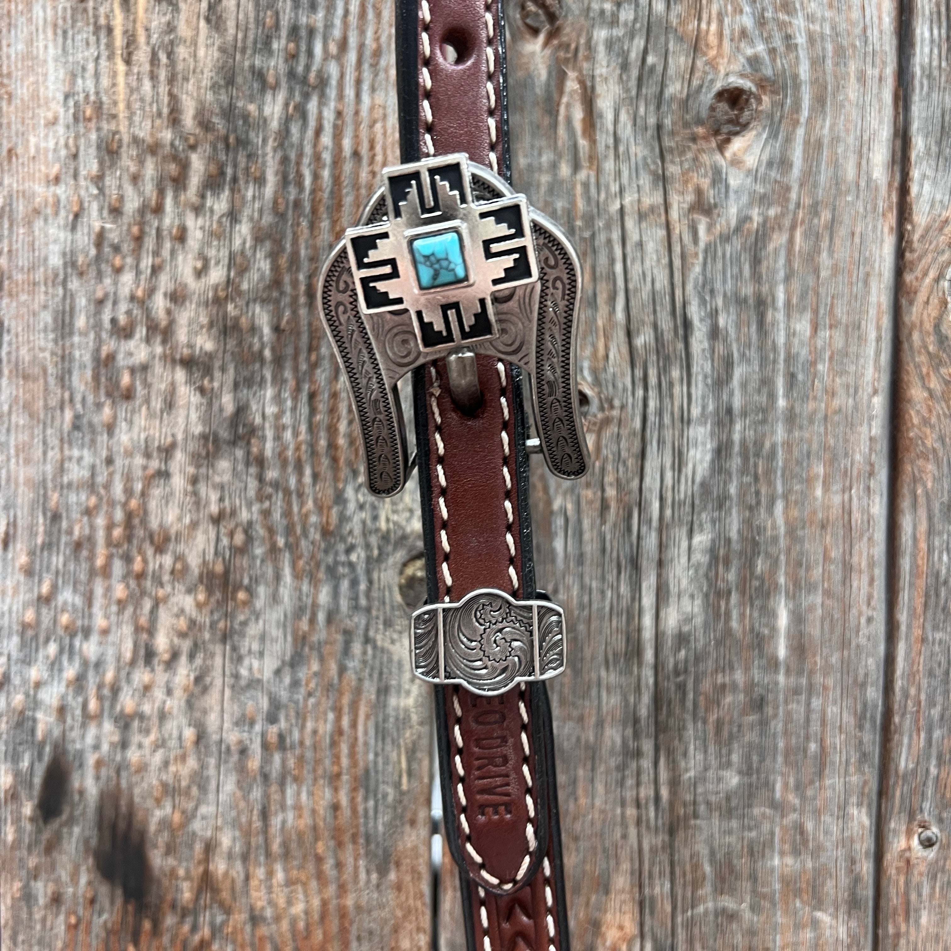 Medium Oil Turquoise Cross Browband/One Ear Headstall Breastcollar Tack Set BBBC1060