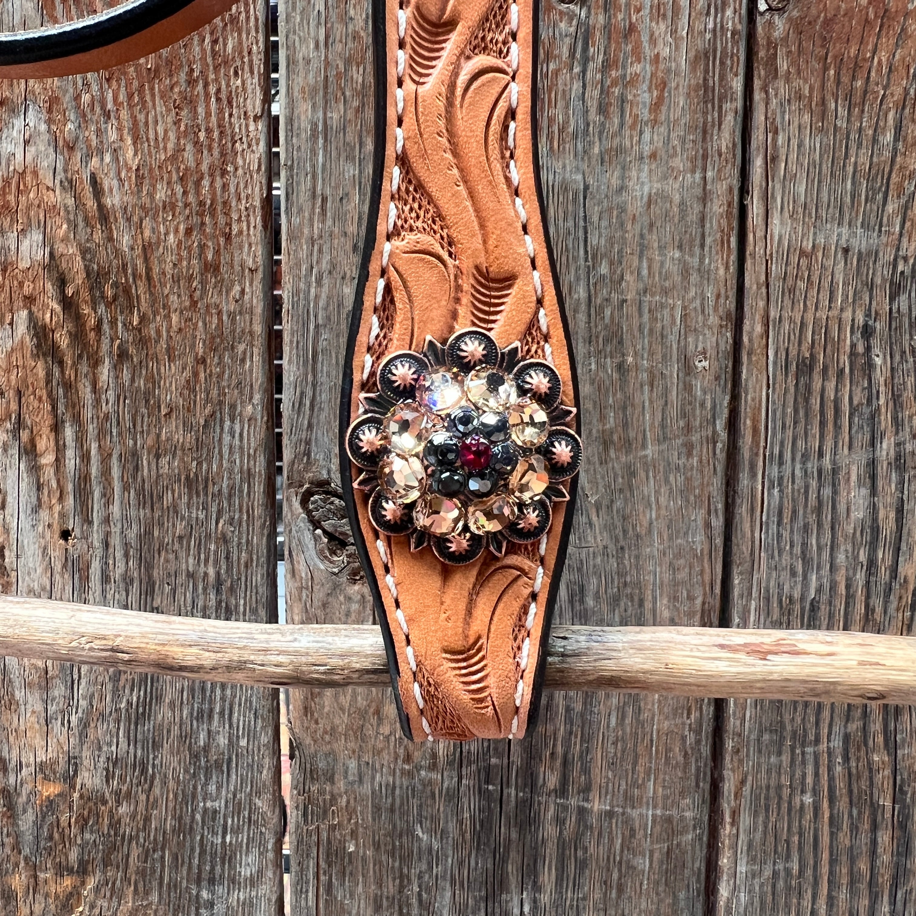 Floral Tooled V-Brow Headstall / Bridle #BB204