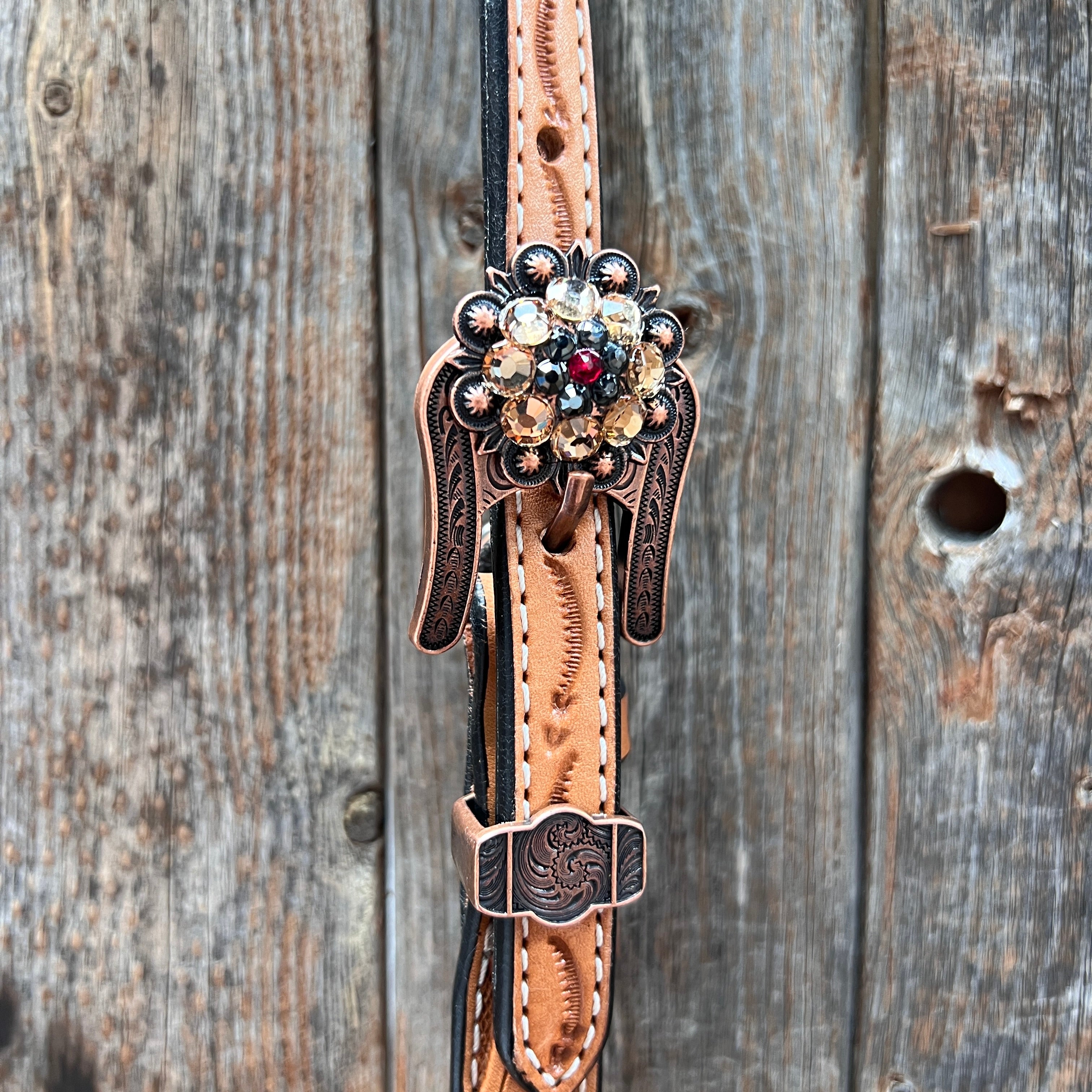 Floral Tooled V-Brow Headstall / Bridle #BB204