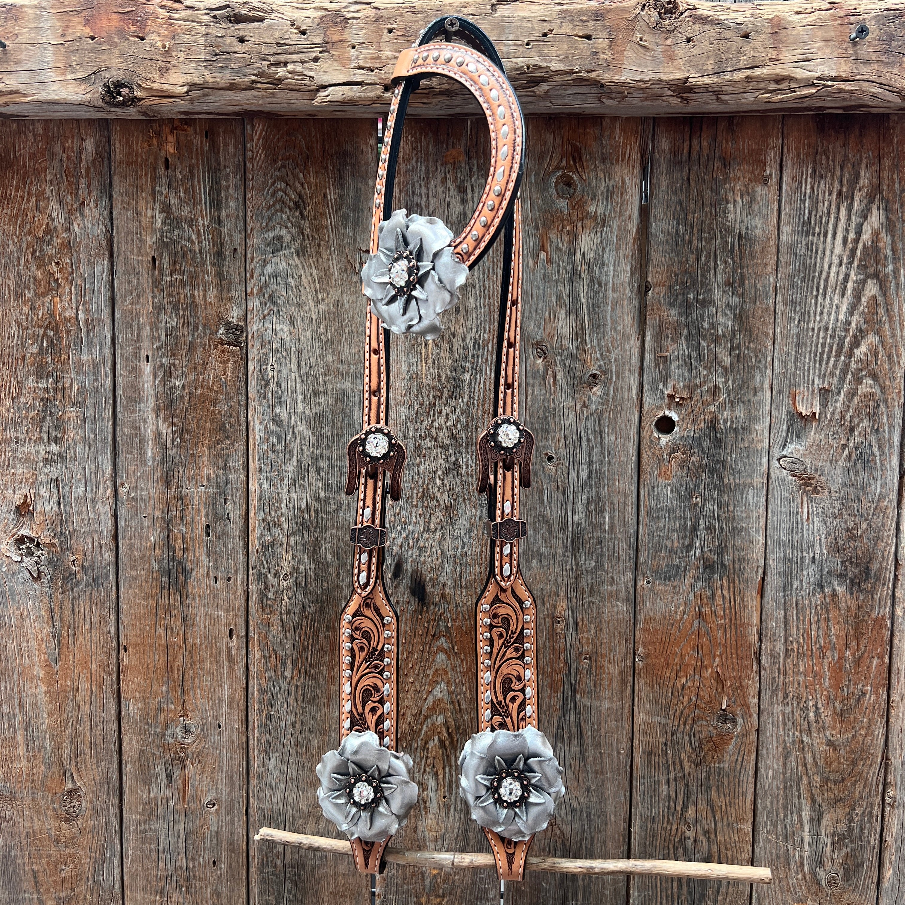 Silver Buckstitch One Ear Headstall / Bridle #OE108