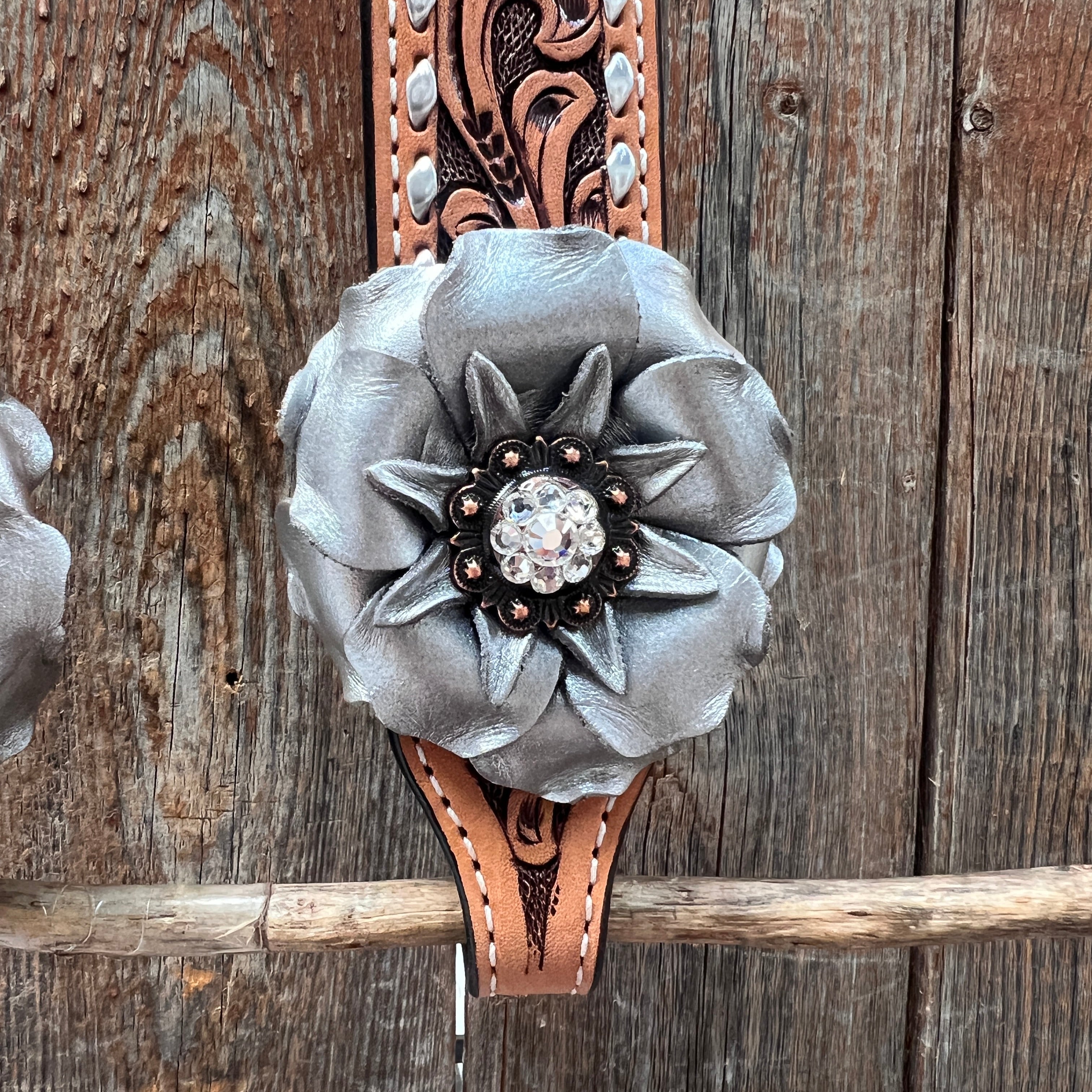 Silver Buckstitch One Ear Headstall / Bridle #OE108