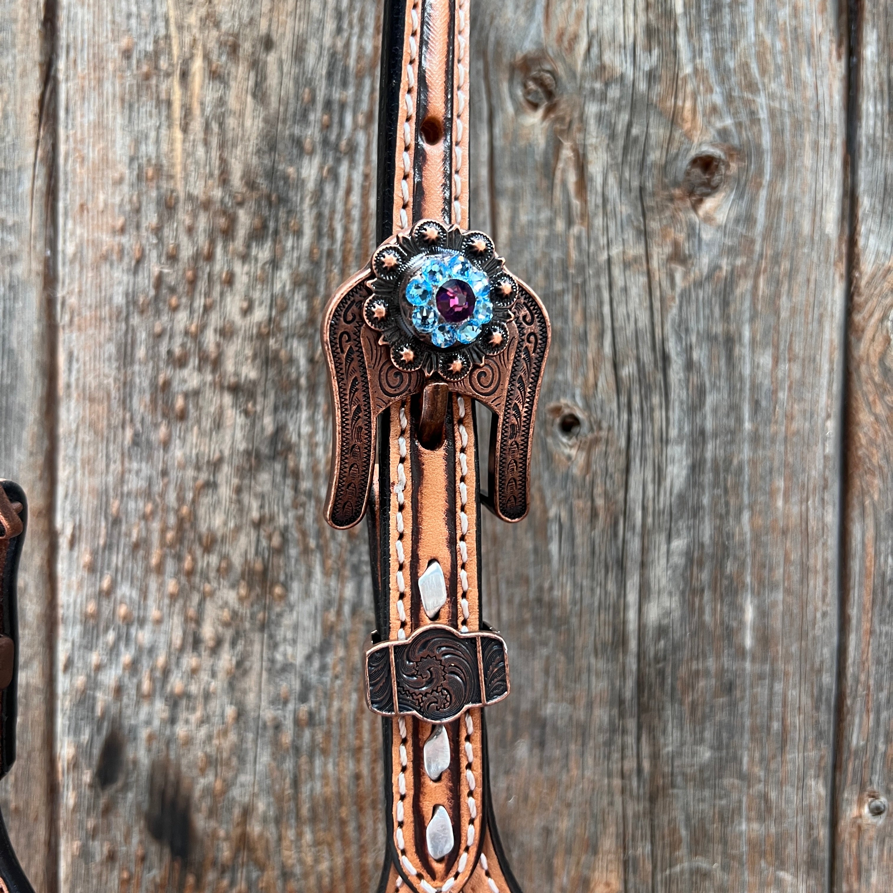 Silver Buckstitch One Ear Headstall / Bridle #OE109