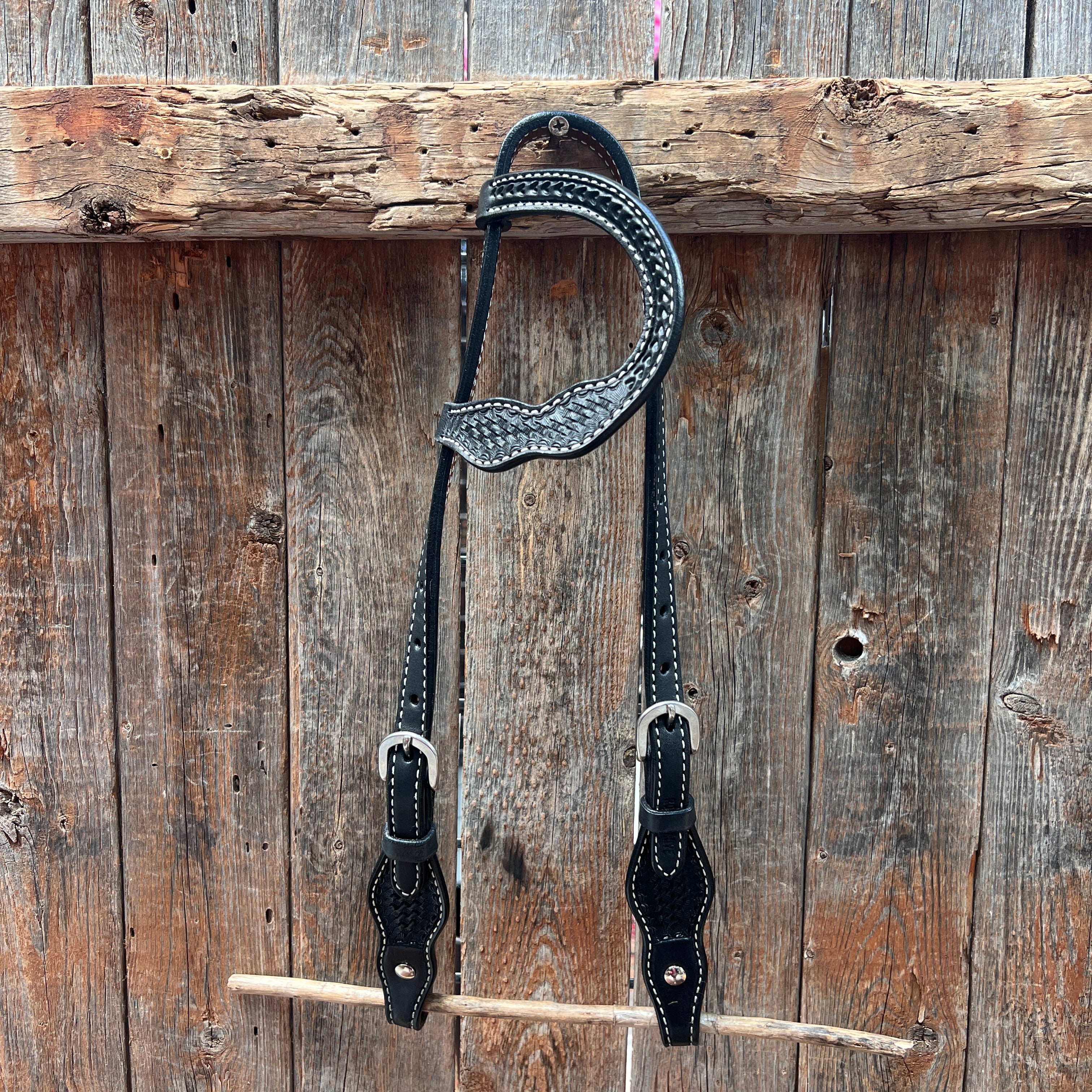 Black Cob - Gag One Ear Headstall / Bridle- Short Cheeks
