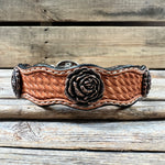 Genuine Leather Dog Collar With Copper Rose Conchos 10" to 22" W107S -DC61
