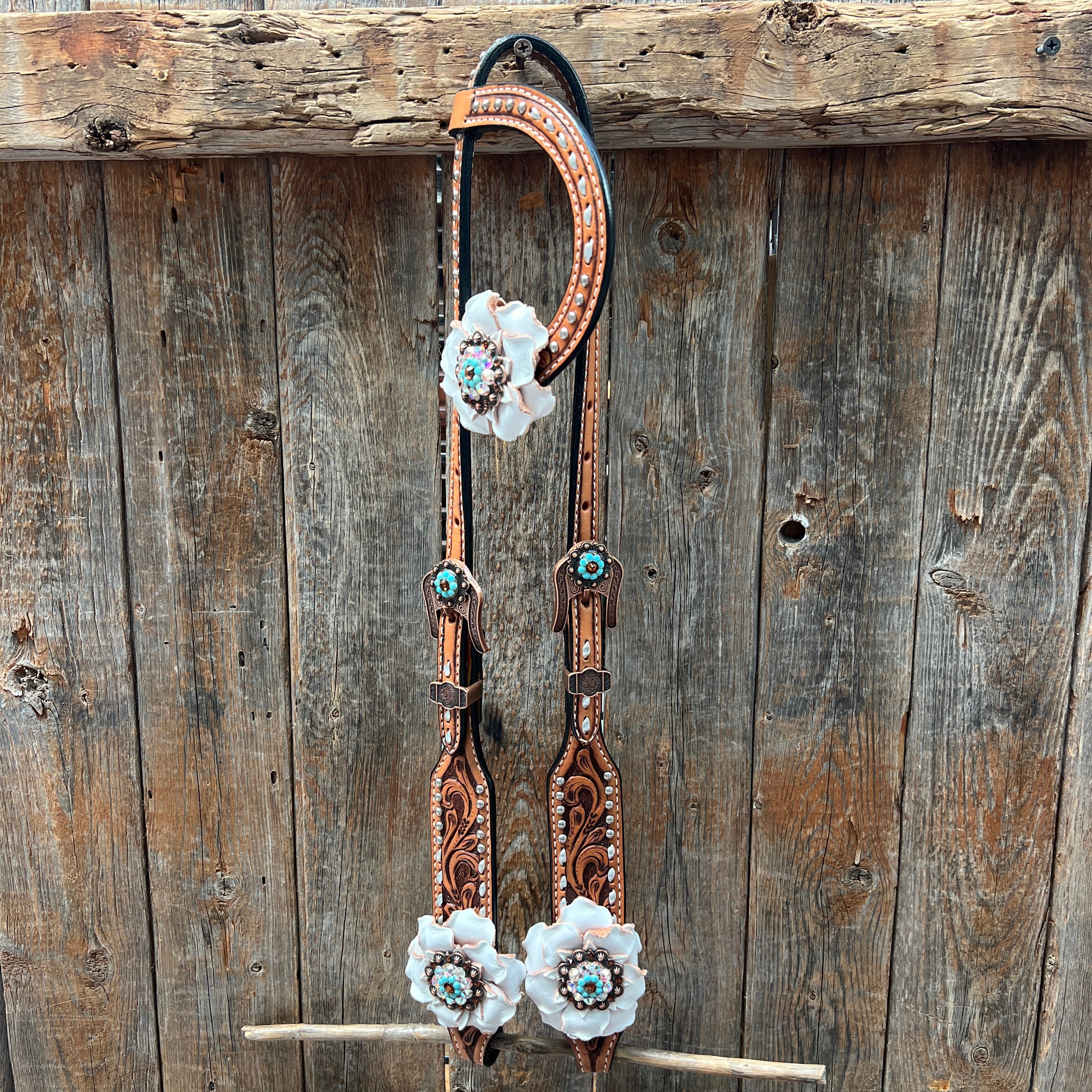 Silver Buckstitch One Ear Headstall / Bridle #OE107