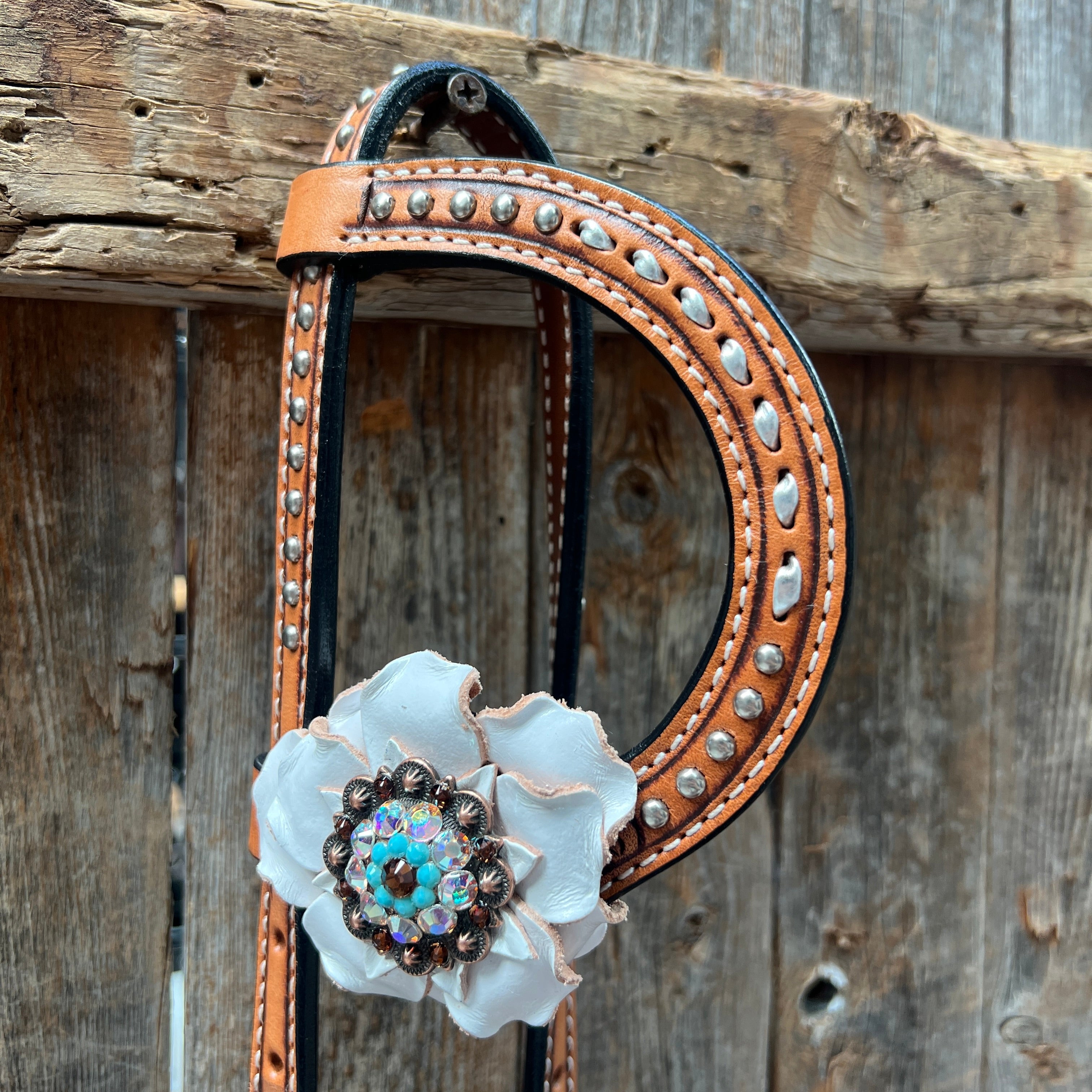 Silver Buckstitch One Ear Headstall / Bridle #OE107