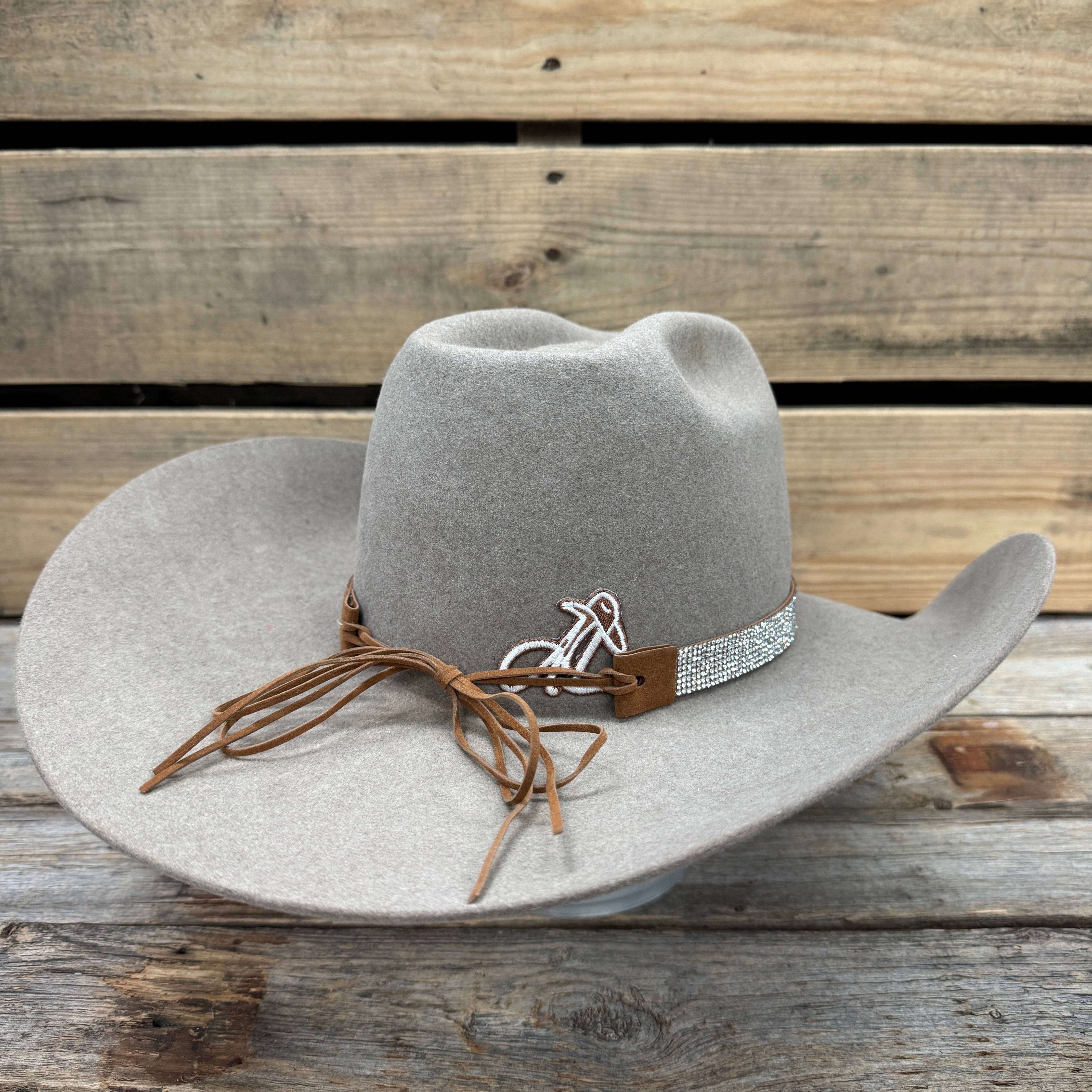 Rhinestone Suede Leather Hat Band #HB1