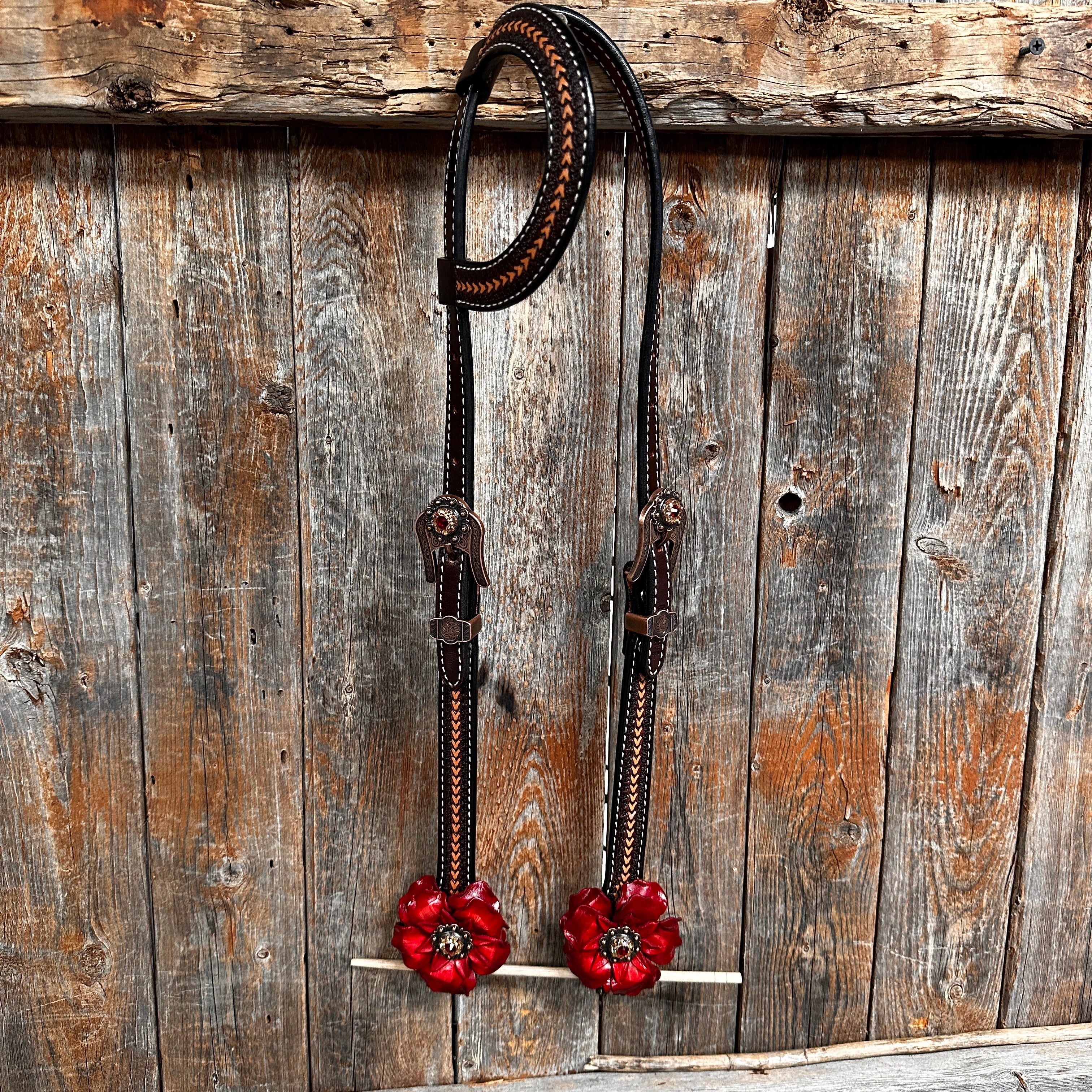 Foxtail Ruby - Champagne Browband/One Ear Headstall & Breastcollar Tack Set #BBBC595