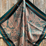35X35" Emerald and Tan Paisley Wild Rag / Scarf WR1004