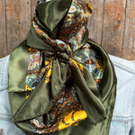 35X35" Olive Tone Paisley Wild Rag / Scarf WR1001
