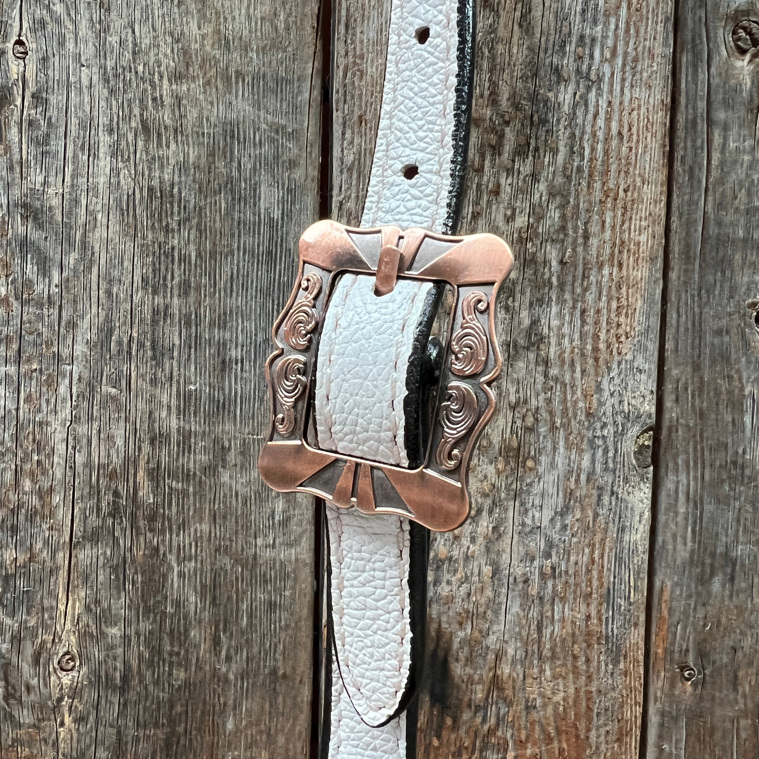 White Leather Copper Floral  Browband/One Ear Tack Set #OEBC629