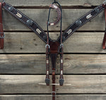 Rawhide Antique Silver Engraved Floral Western Conchos One Ear and Breastcollar Tack Set #OEBC632