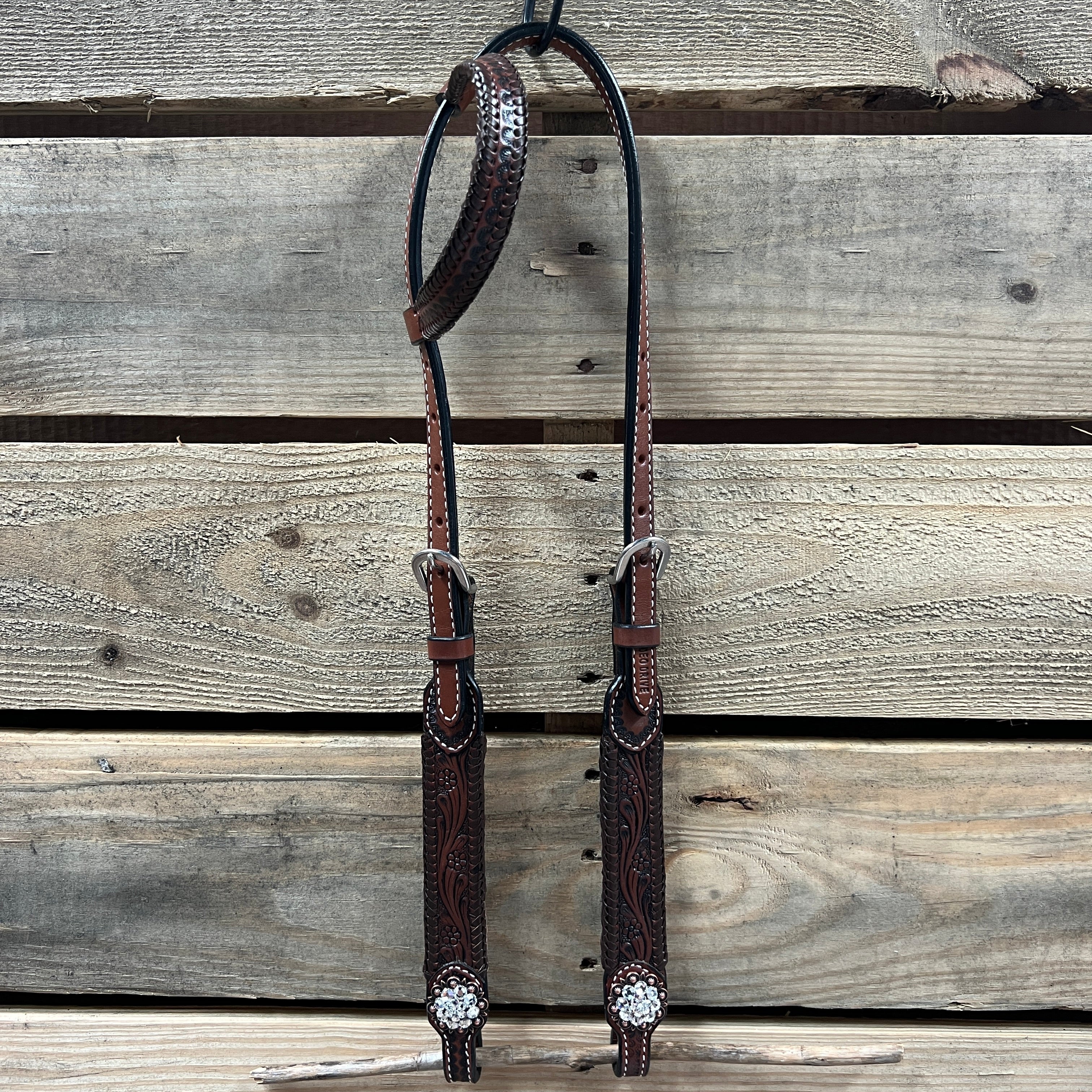 Dark Oil Braid Copper Clear Browband Tack Set  #BBBC609