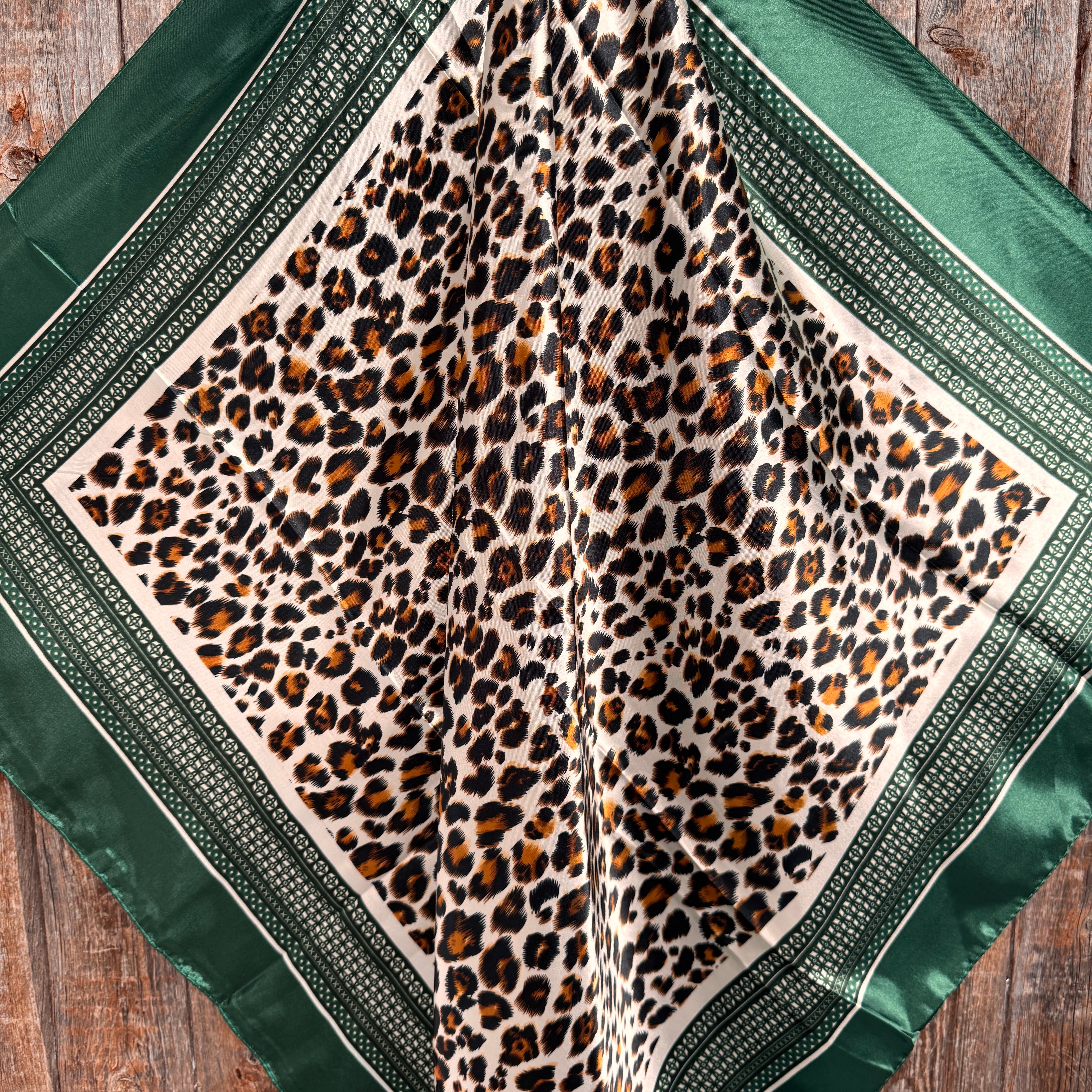 35X35" Green Animal Print Wild Rag / Scarf WR3387