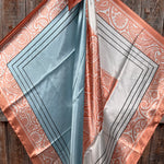 35X35" Soft Pink and Blue Paisley Wild Rag / Scarf WR3388