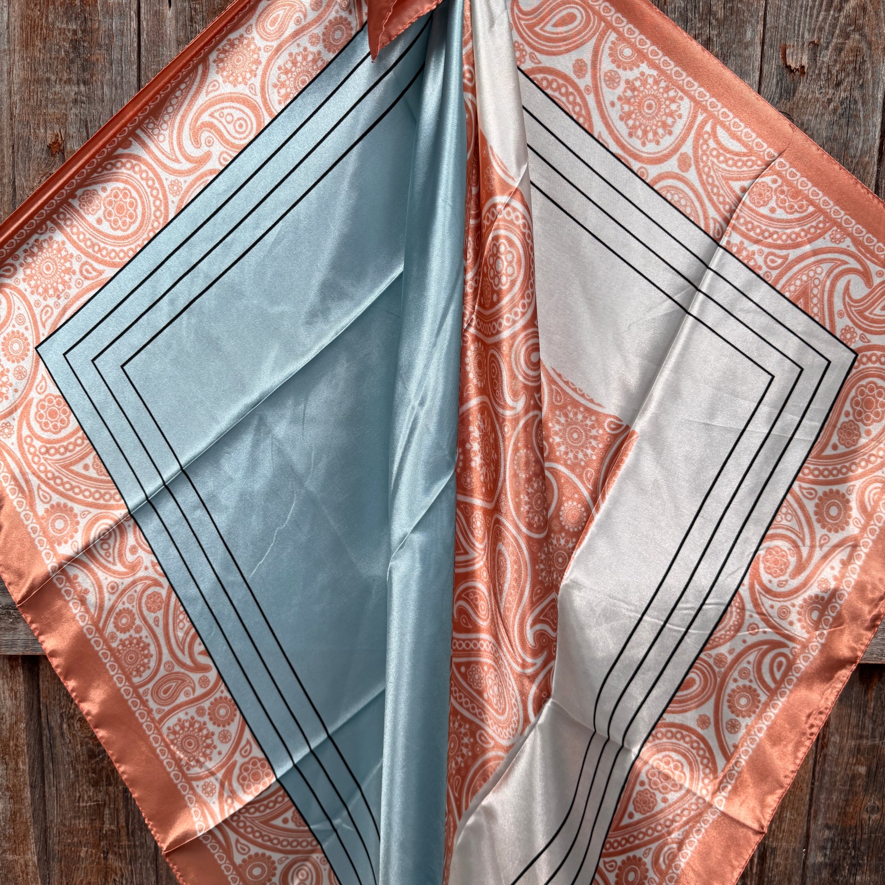 35X35" Soft Pink and Blue Paisley Wild Rag / Scarf WR3388