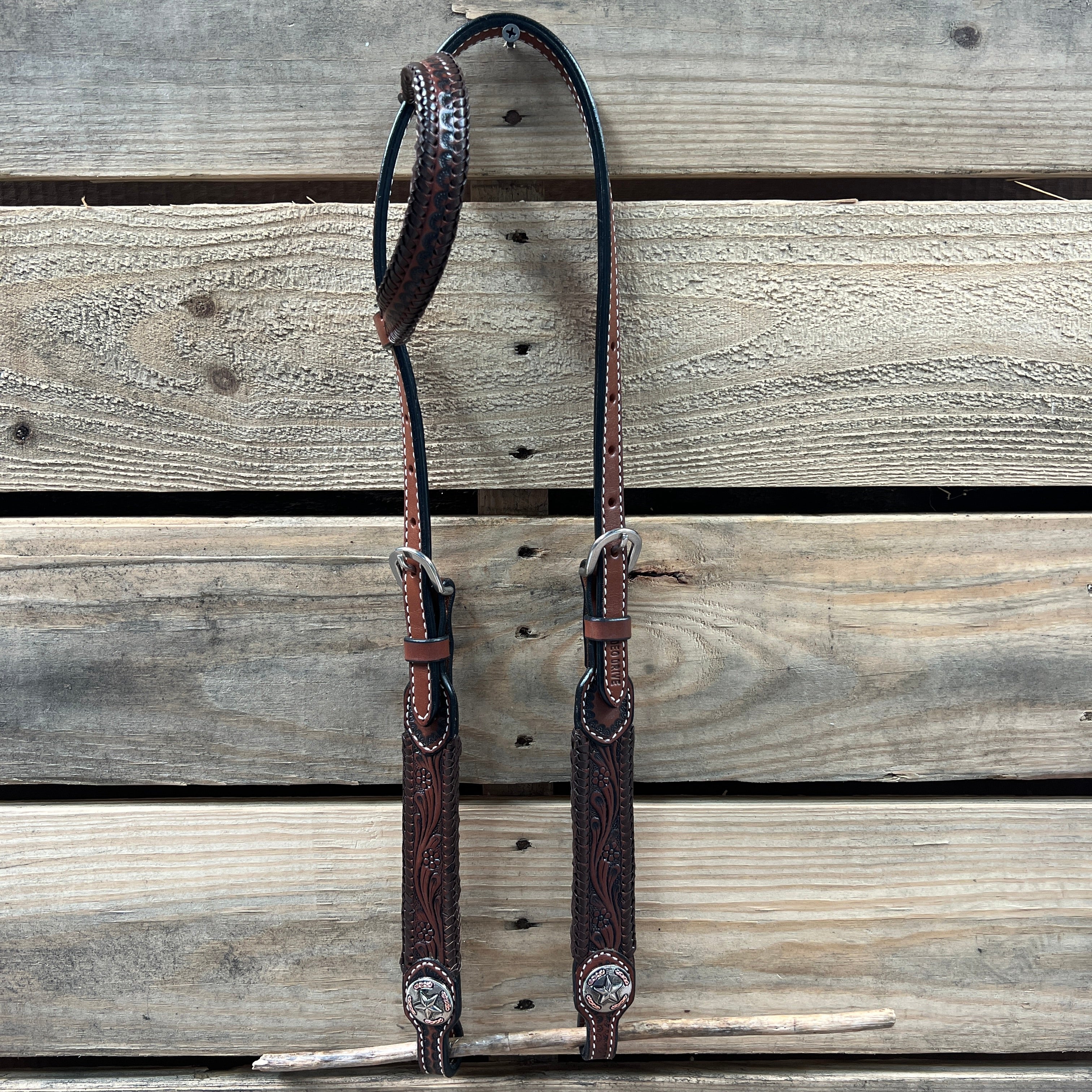 Dark Oil Braid Texas Star Browband Tack Set  #BBBC627