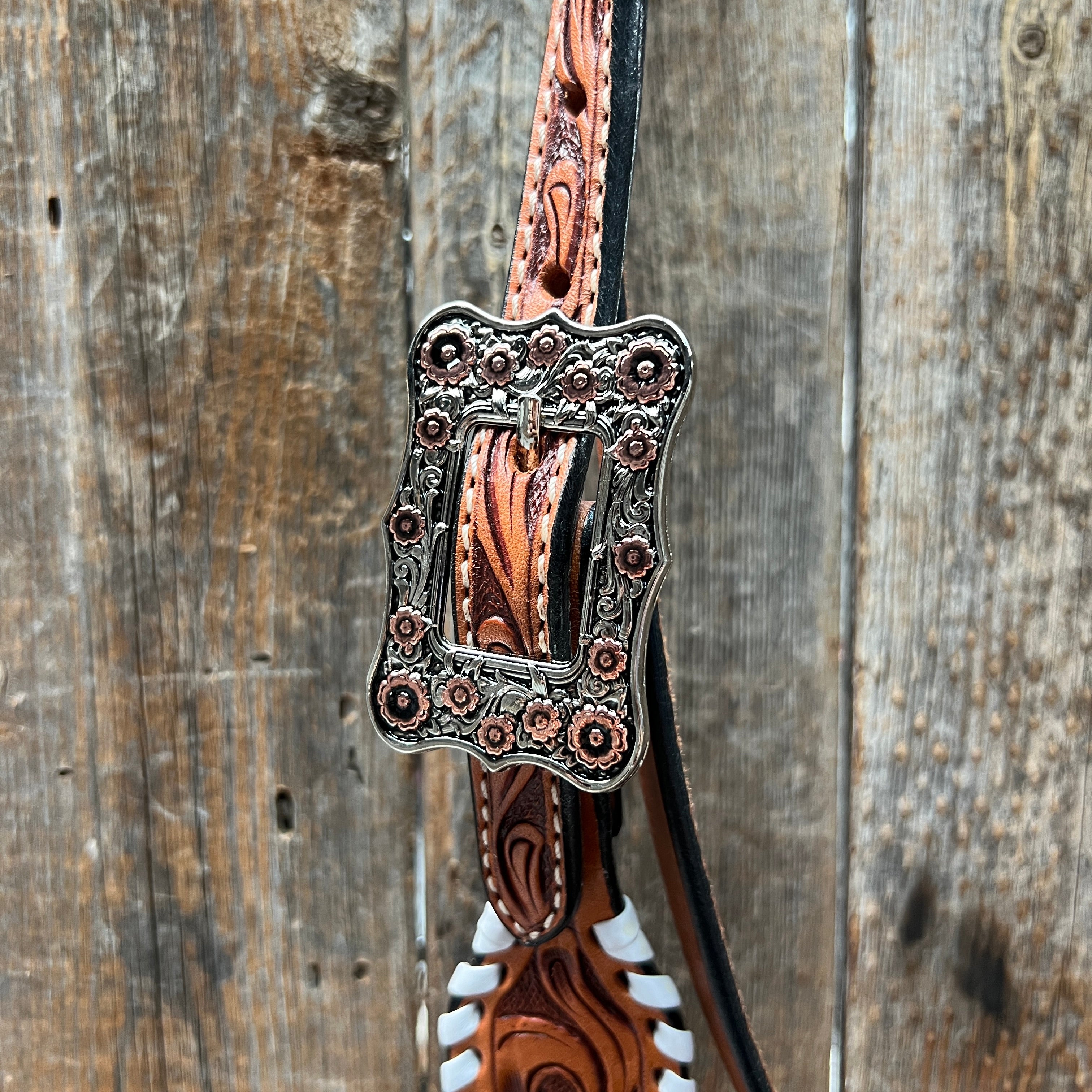 Whipstitch Copper and Turquoise Browband #BB130