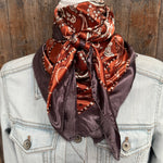 35X35" Rust and Brown Floral Paisley Wild Rag / Scarf WR3384