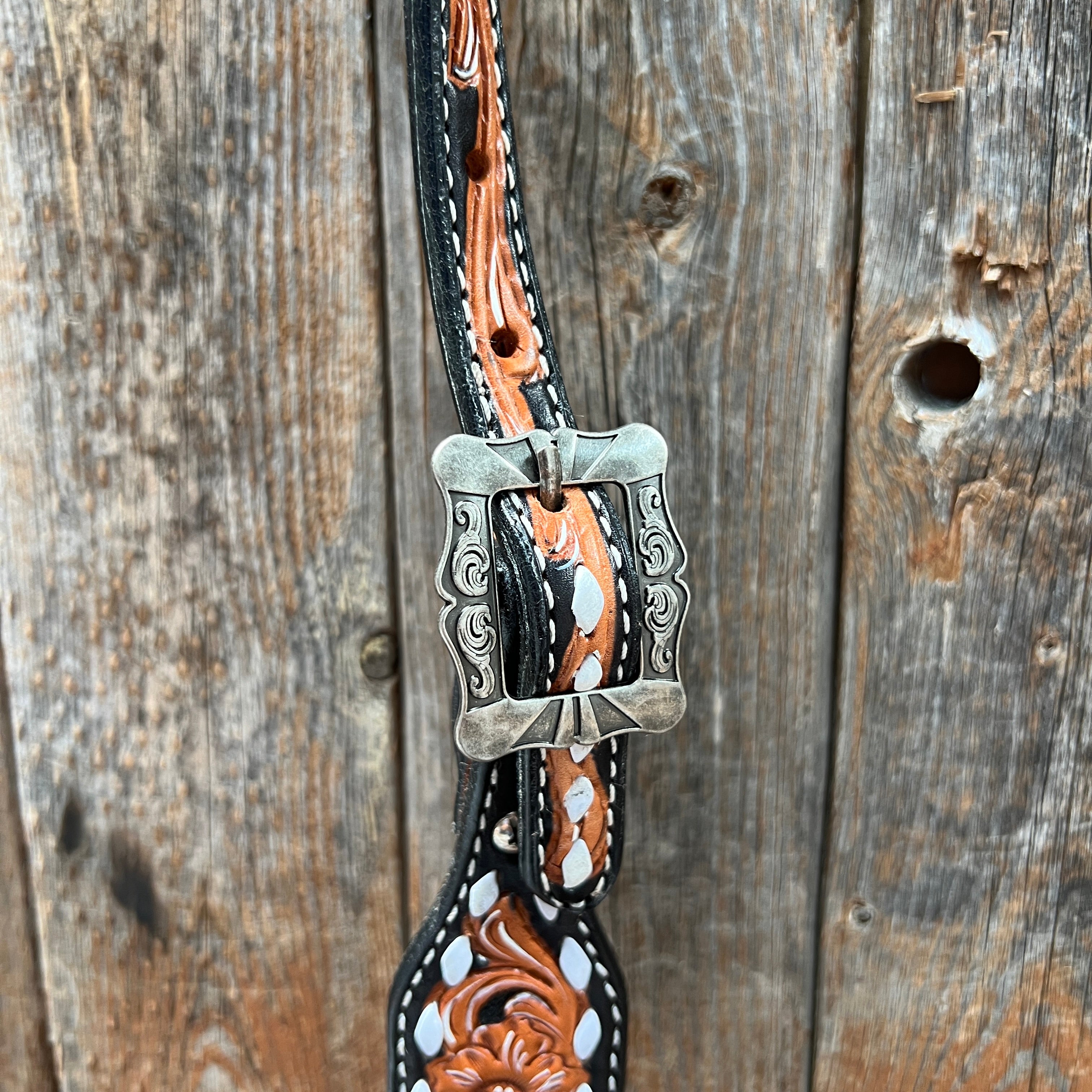 Classic Antique Silver Browband/One Ear Tack Set  #BBBC636