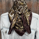 35X35" Sage and Brown Floral Paisley Wild Rag / Scarf WR3385