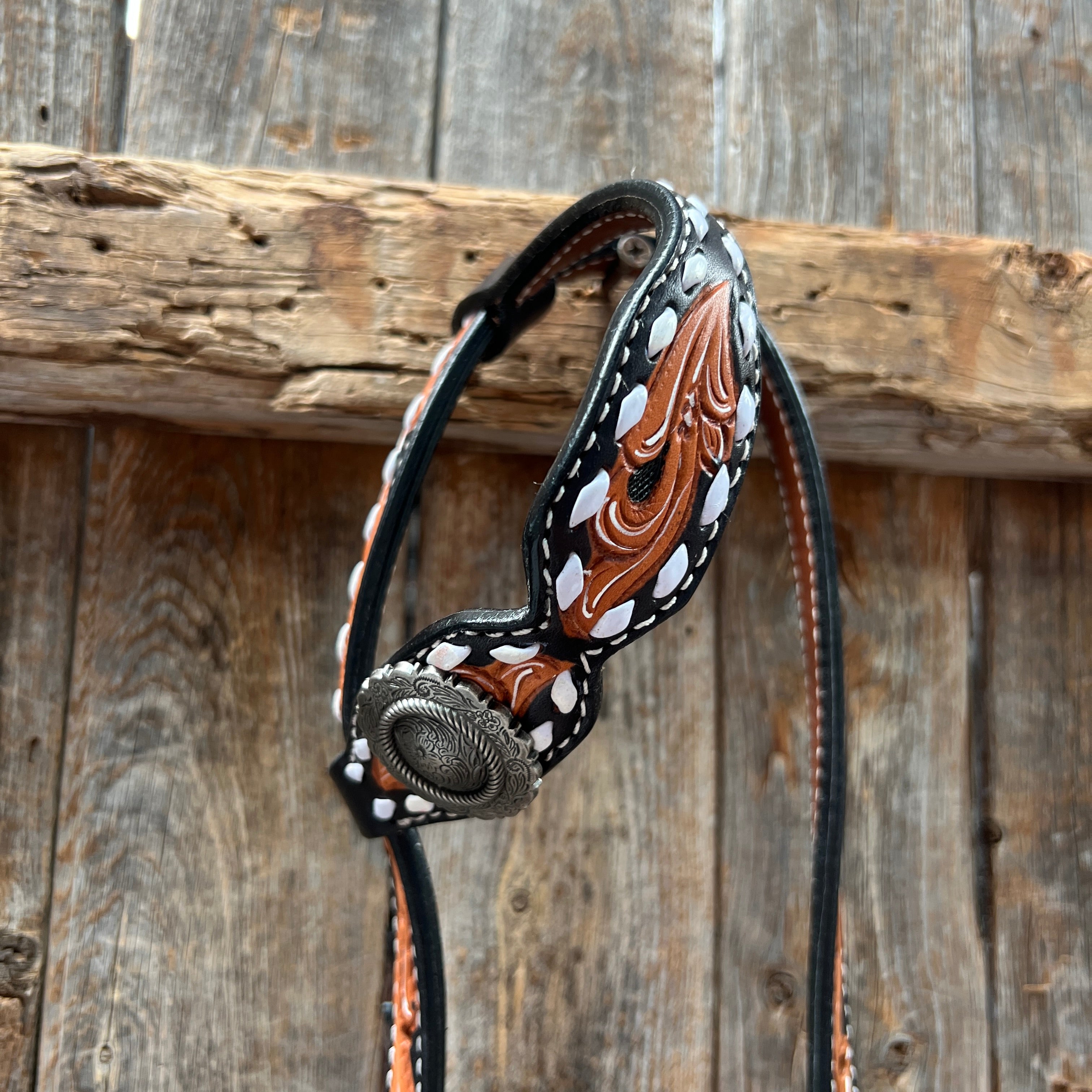 Classic Antique Silver Browband/One Ear Tack Set  #BBBC636