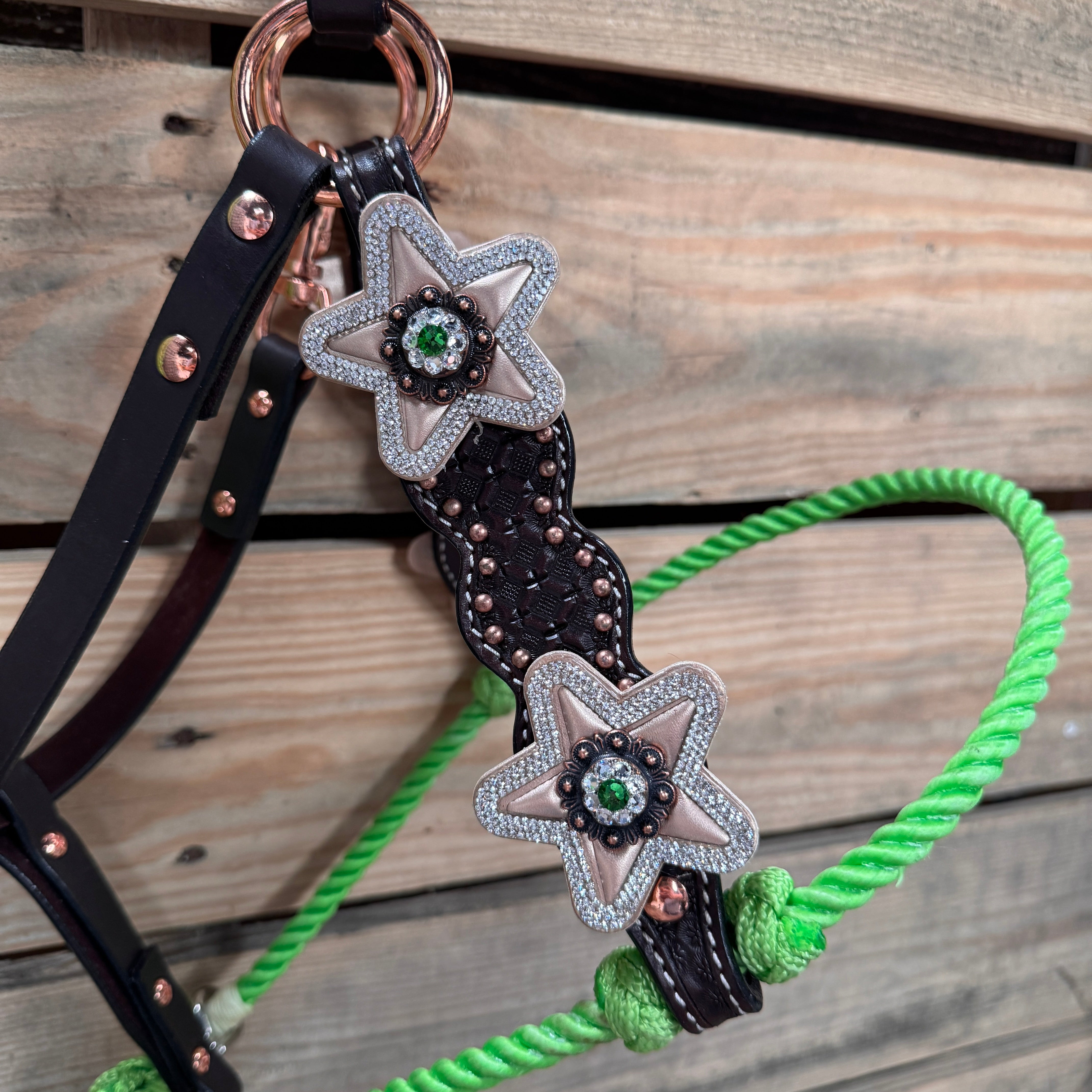Honeycomb Tooled Lariat & Leather Combo Halter #LH111