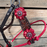 Flower Power Lariat & Leather Combo Halter #LH112
