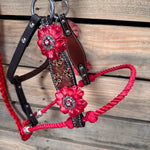 Flower Power Lariat & Leather Combo Halter #LH112