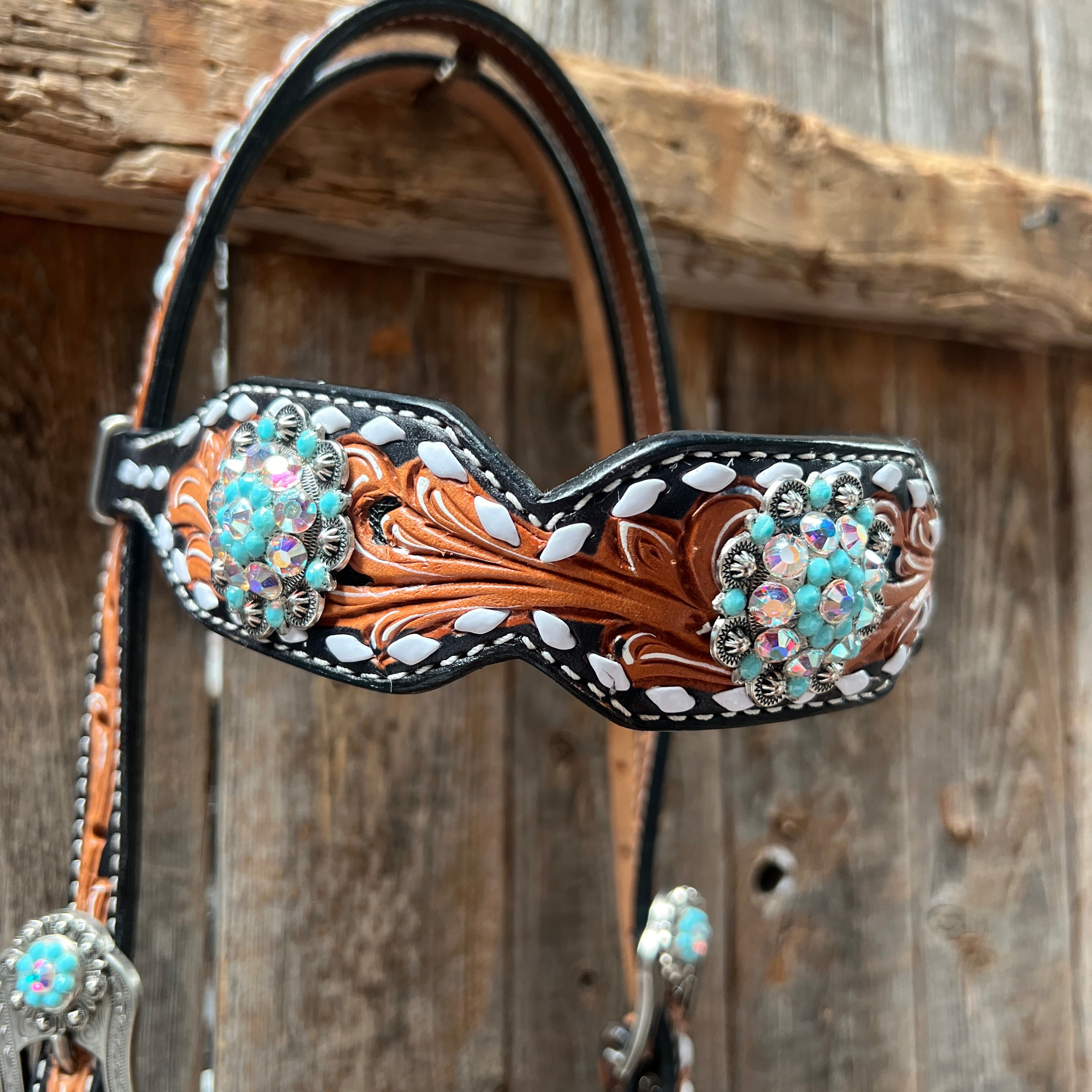 Classic Pink Daisies  Browband/One Ear Tack Set #BBBC114