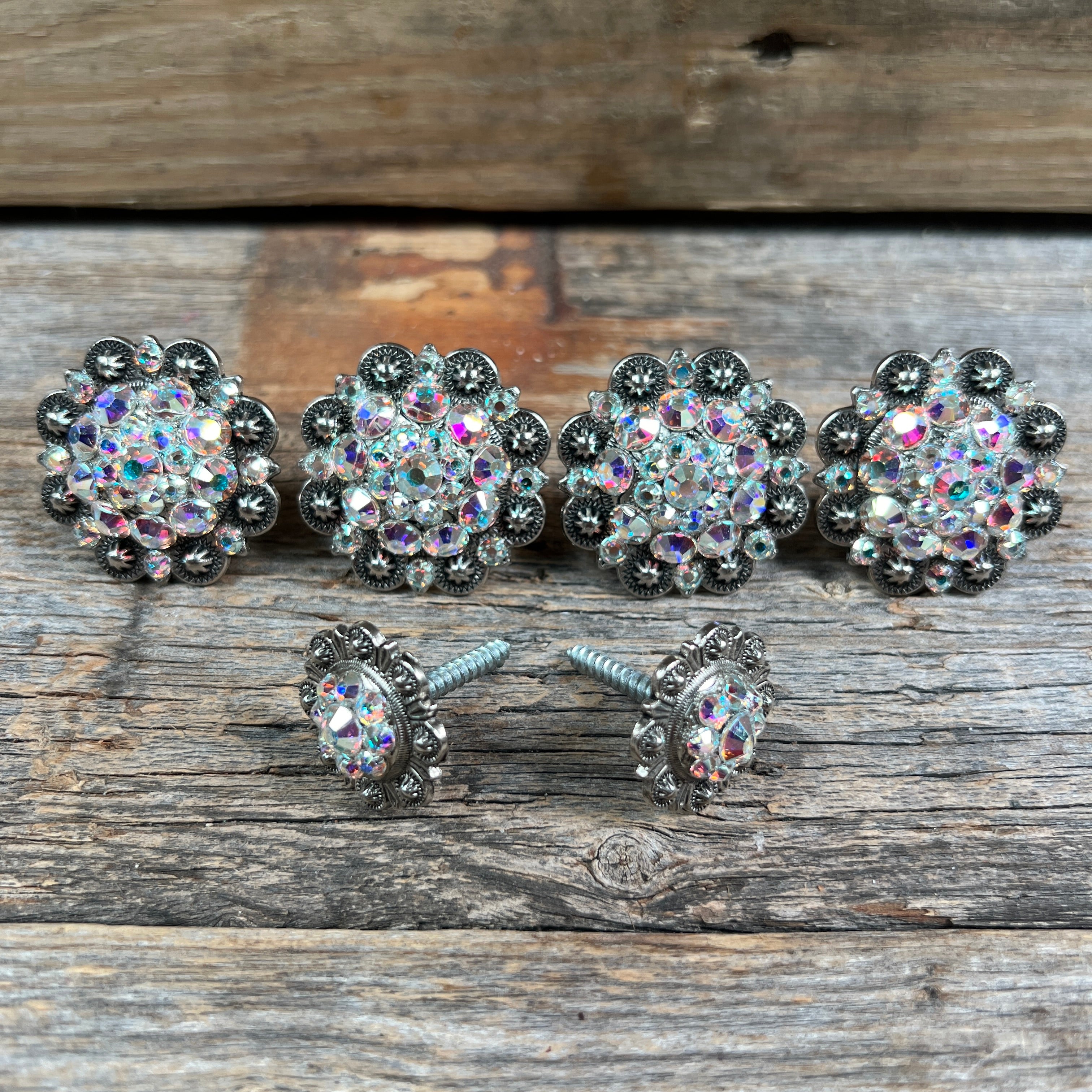 Antique Silver AB Saddle Conchos