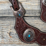 Medium Floral Spur Straps - Copper Western Conchos #SS117