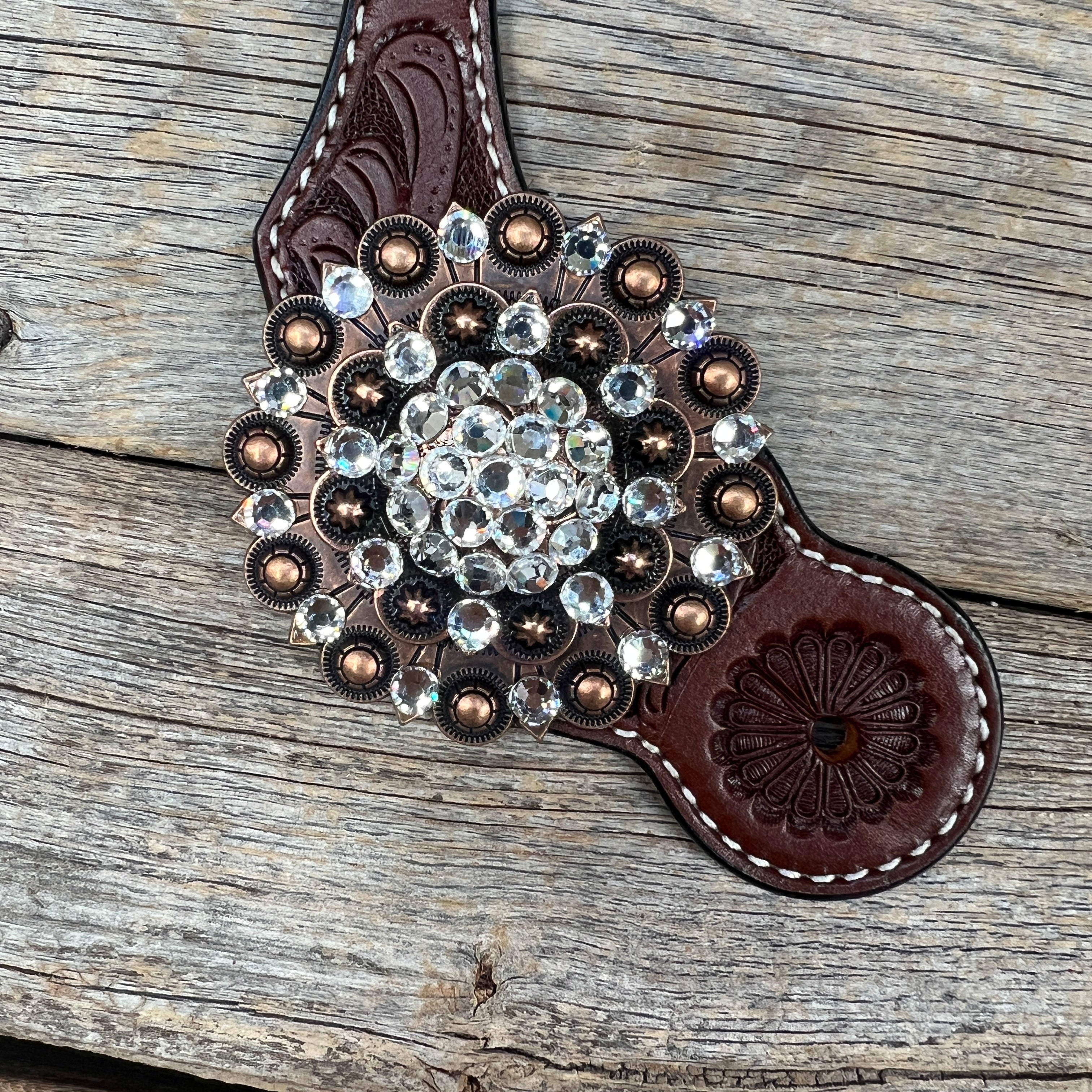 Floral Spur Straps - Copper Conchos #SS105