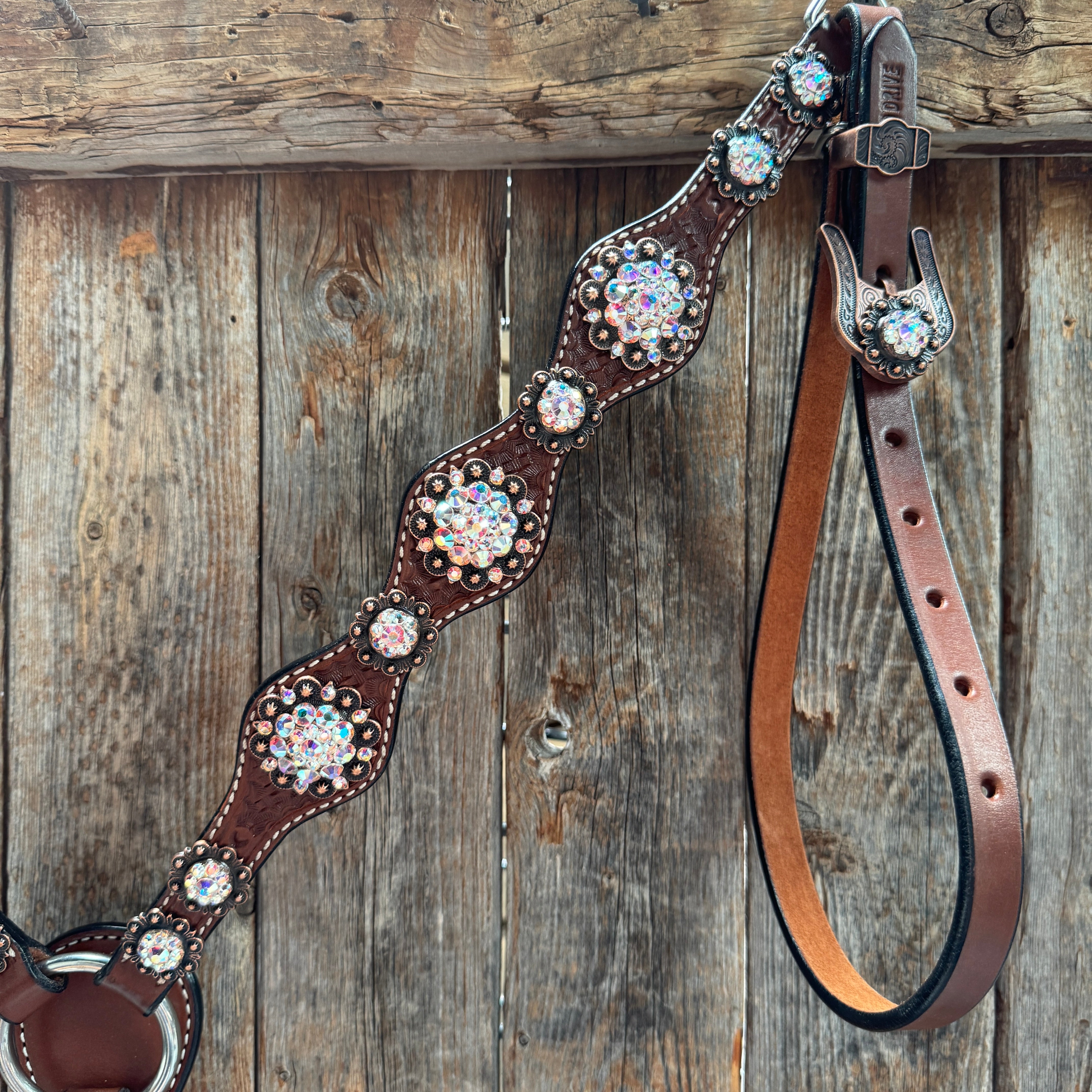 Medium Oil Basketweave AB Browband/One Ear Tack Set  #BBBC672